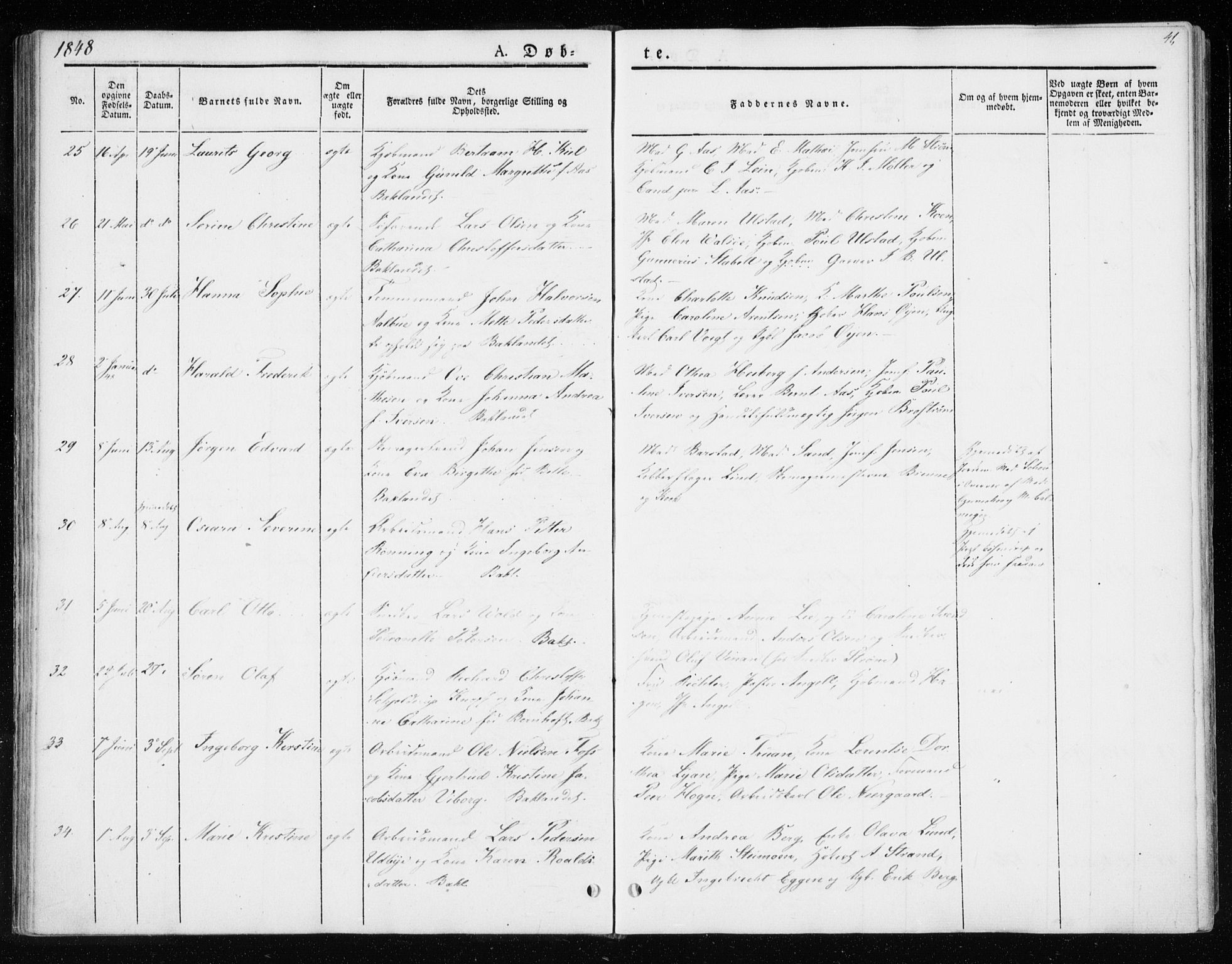 Ministerialprotokoller, klokkerbøker og fødselsregistre - Sør-Trøndelag, SAT/A-1456/604/L0183: Ministerialbok nr. 604A04, 1841-1850, s. 41