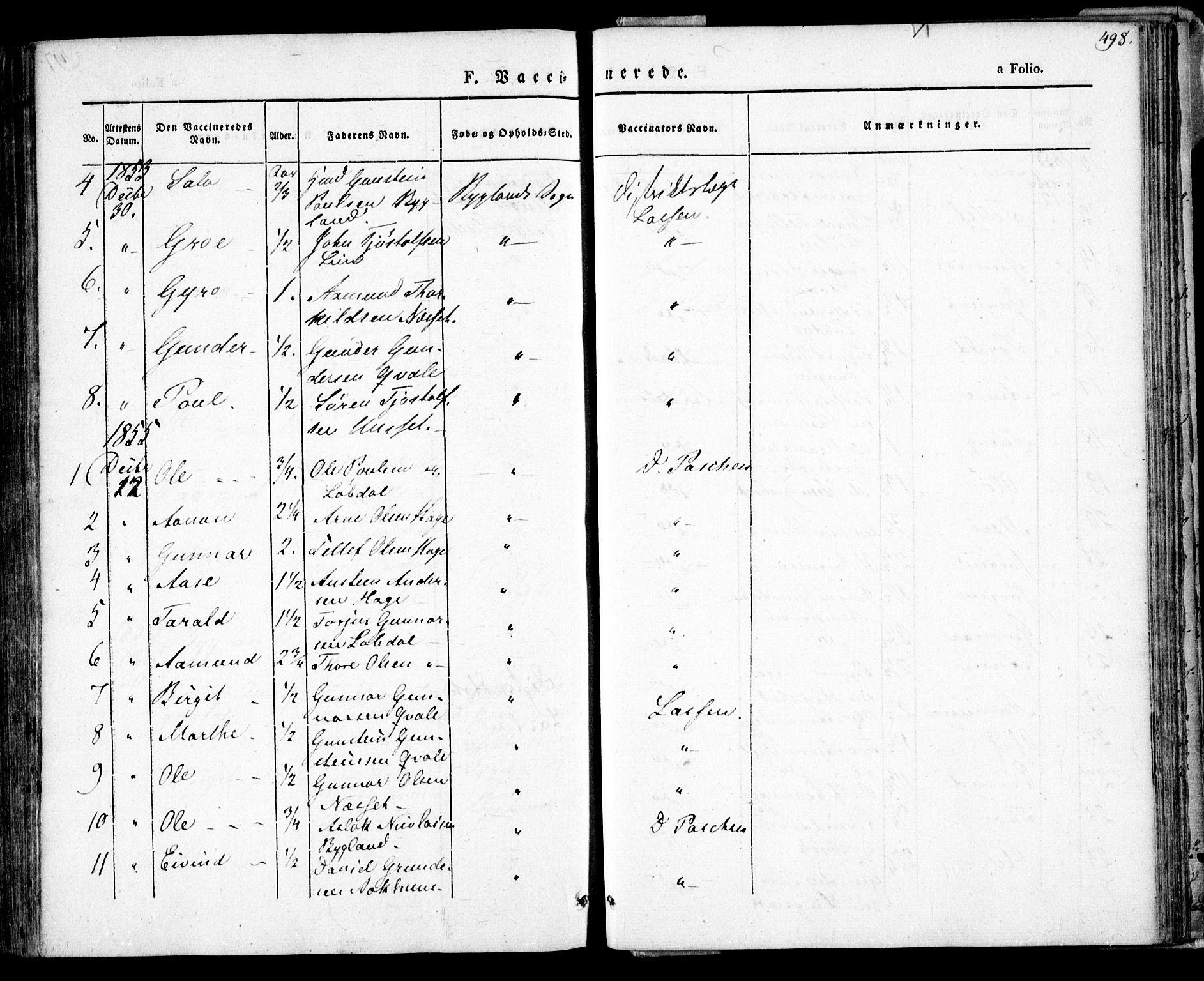 Bygland sokneprestkontor, AV/SAK-1111-0006/F/Fa/Fab/L0004: Ministerialbok nr. A 4, 1842-1858, s. 498