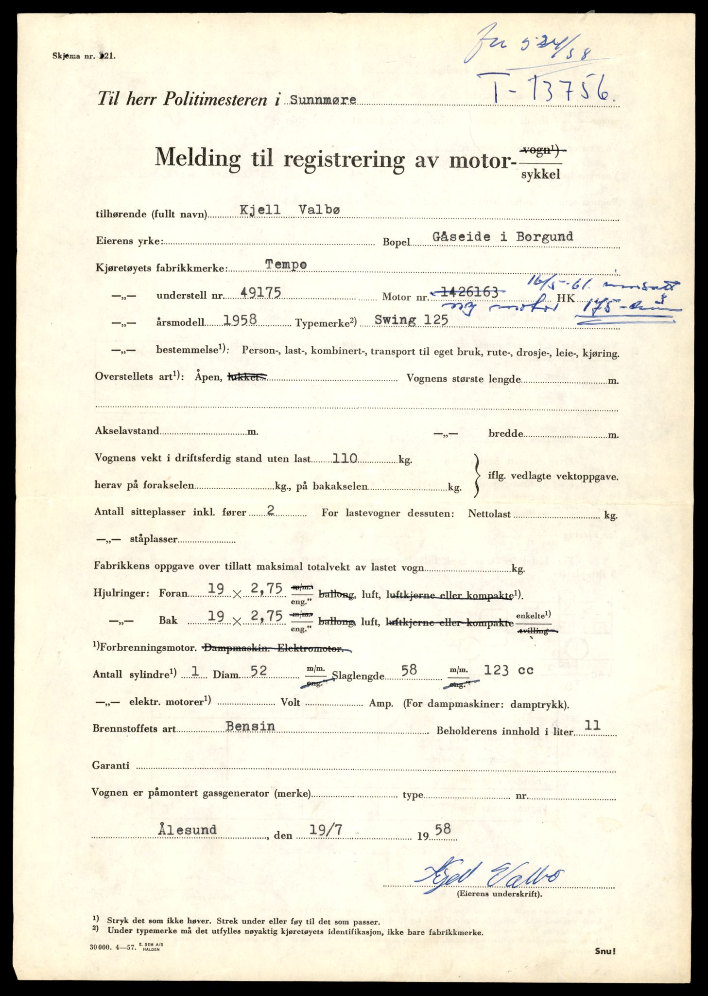 Møre og Romsdal vegkontor - Ålesund trafikkstasjon, AV/SAT-A-4099/F/Fe/L0041: Registreringskort for kjøretøy T 13710 - T 13905, 1927-1998, s. 819