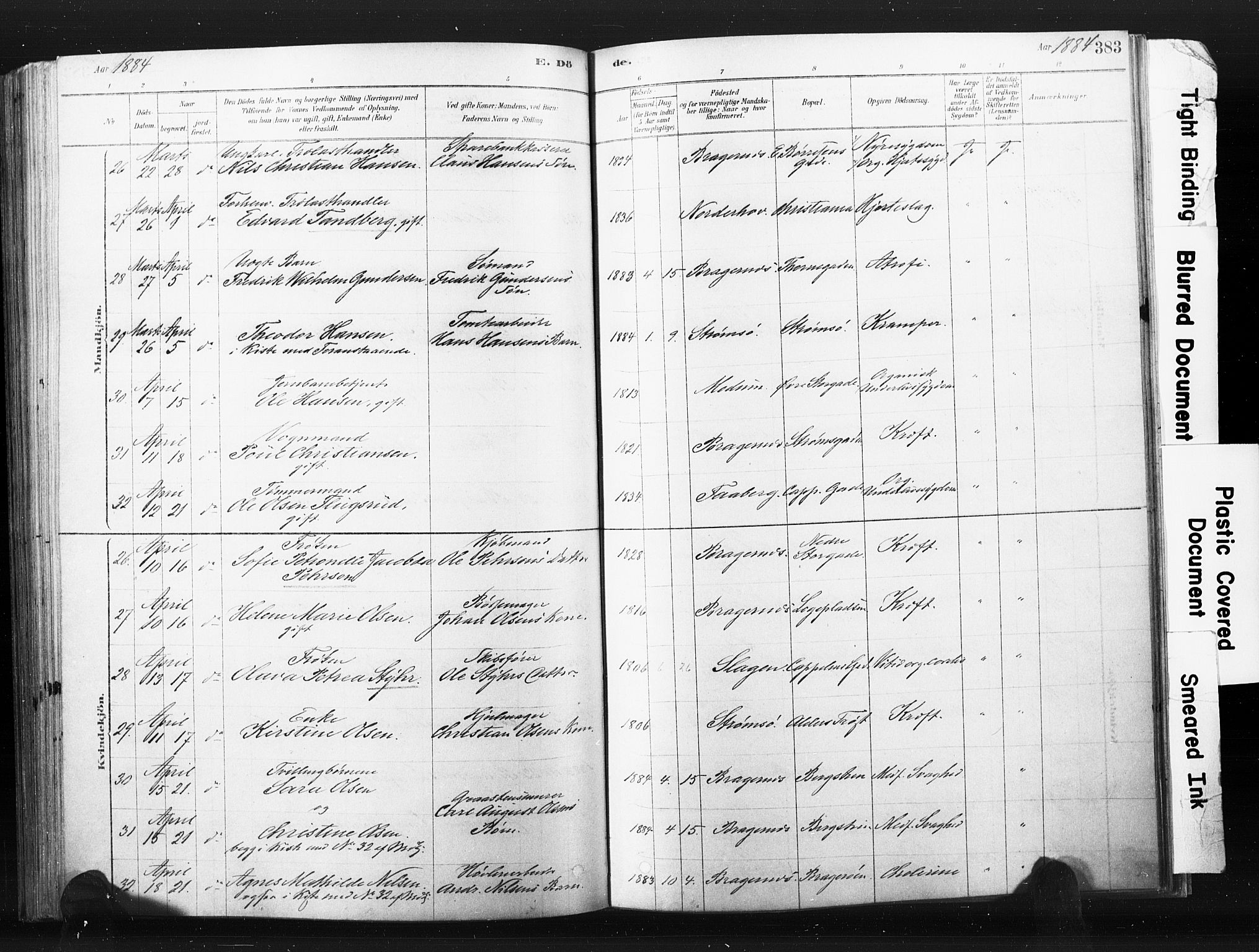 Bragernes kirkebøker, AV/SAKO-A-6/F/Fb/L0006b: Ministerialbok nr. II 6B, 1878-1885, s. 383
