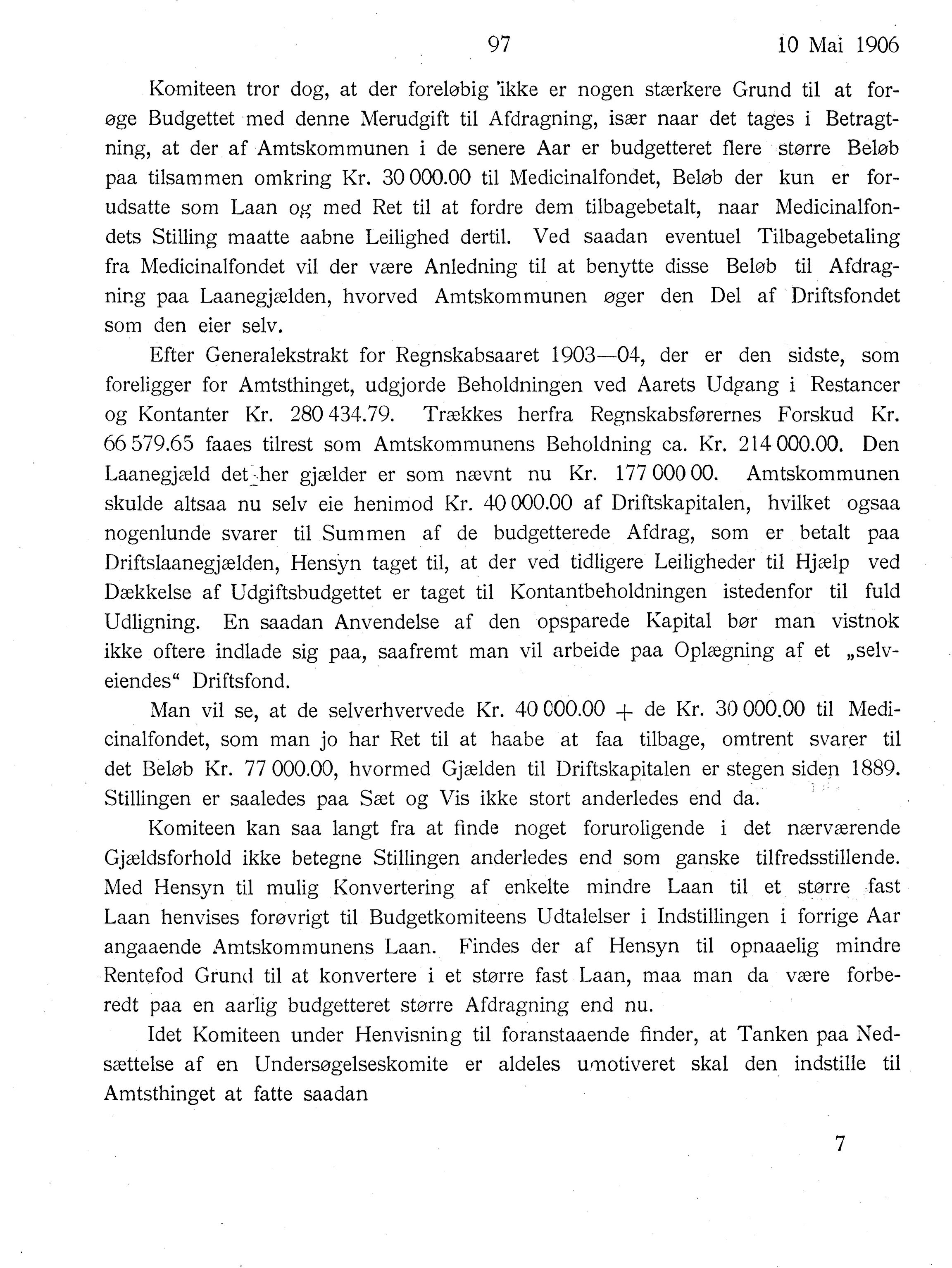 Nordland Fylkeskommune. Fylkestinget, AIN/NFK-17/176/A/Ac/L0029: Fylkestingsforhandlinger 1906, 1906