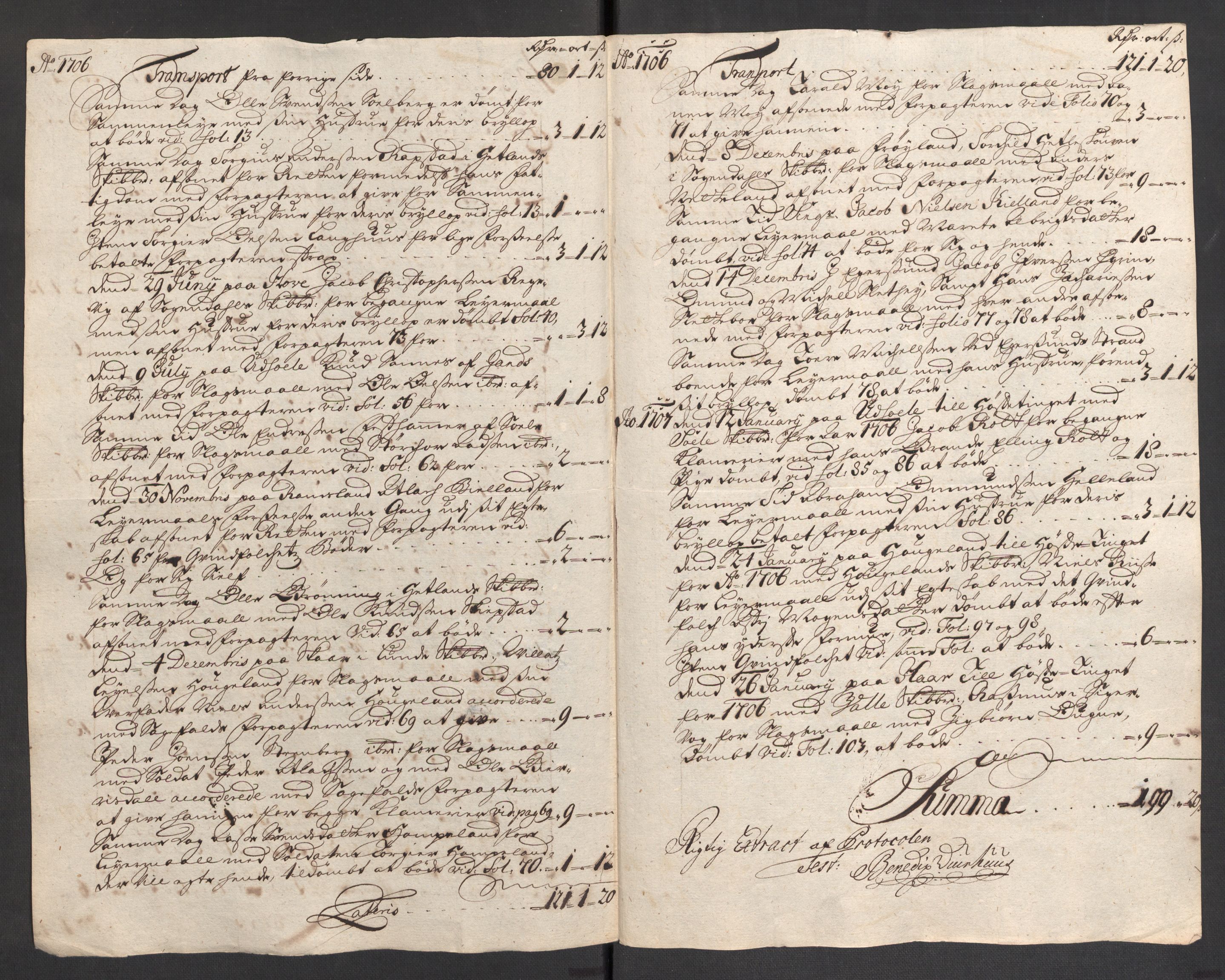 Rentekammeret inntil 1814, Reviderte regnskaper, Fogderegnskap, AV/RA-EA-4092/R46/L2733: Fogderegnskap Jæren og Dalane, 1705-1708, s. 148