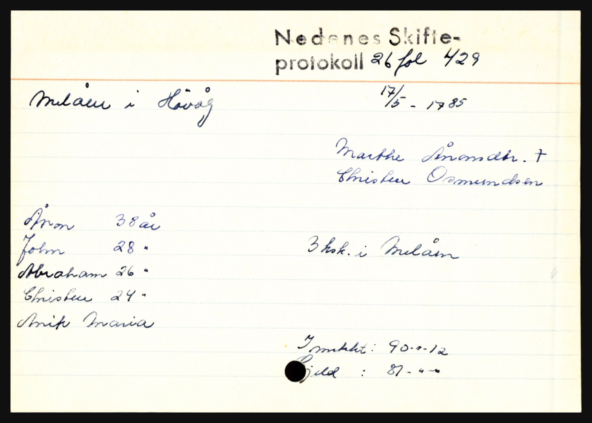 Nedenes sorenskriveri før 1824, AV/SAK-1221-0007/H, s. 19441