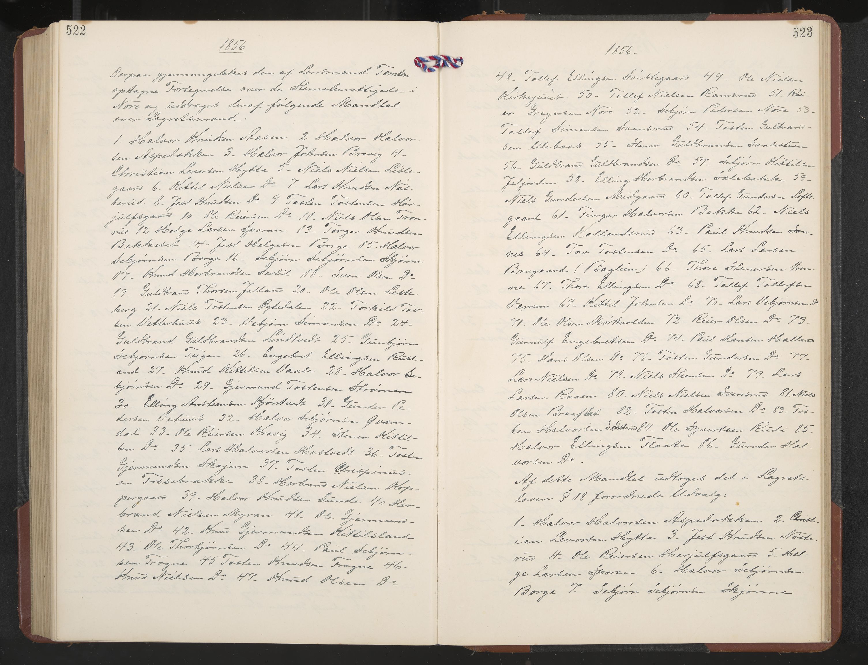 Rollag formannskap og sentraladministrasjon, IKAK/0632021-2/A/Aa/L0001: Møtebok med register, 1837-1859, s. 522-523