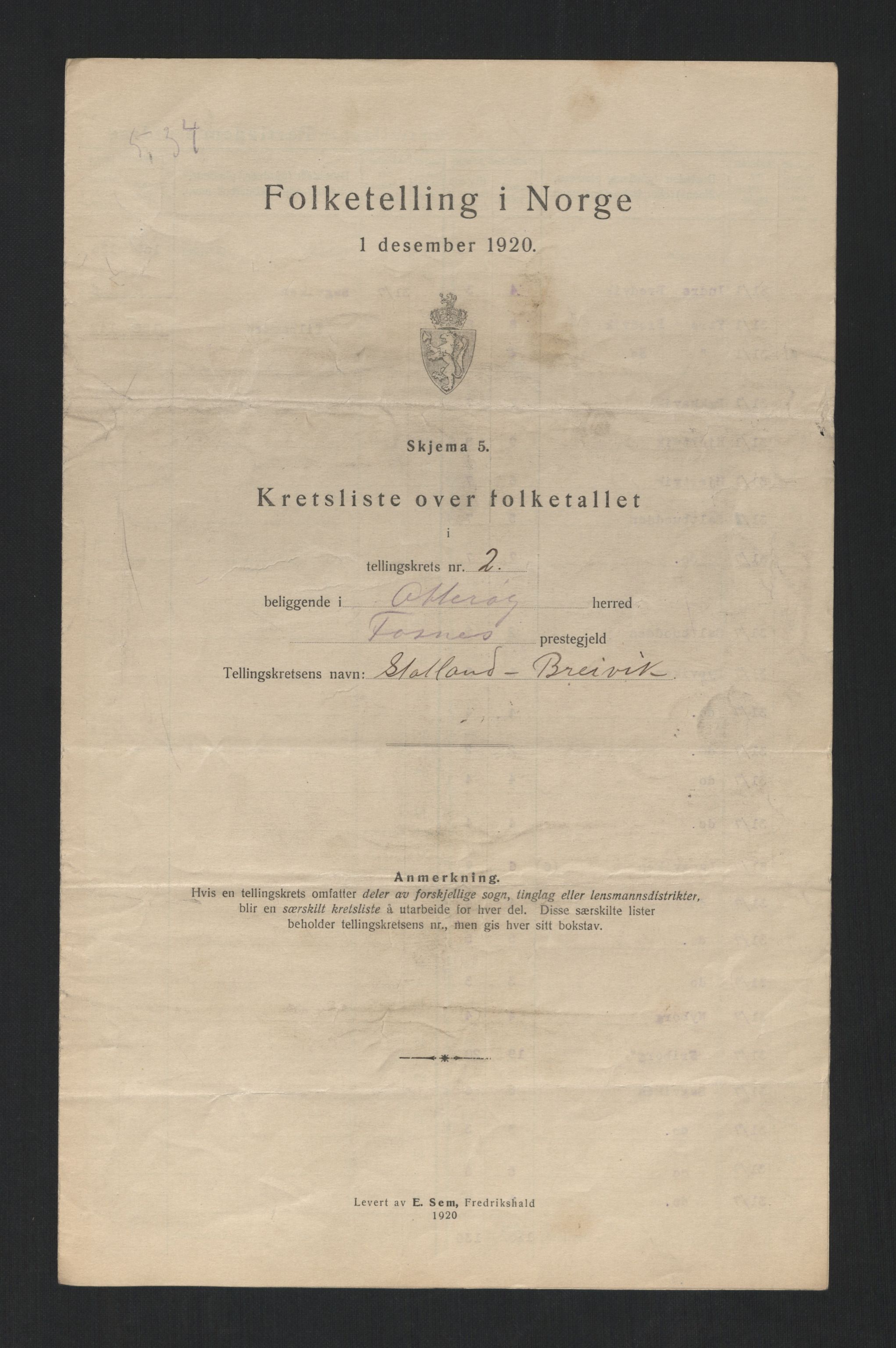 SAT, Folketelling 1920 for 1747 Otterøy herred, 1920, s. 12