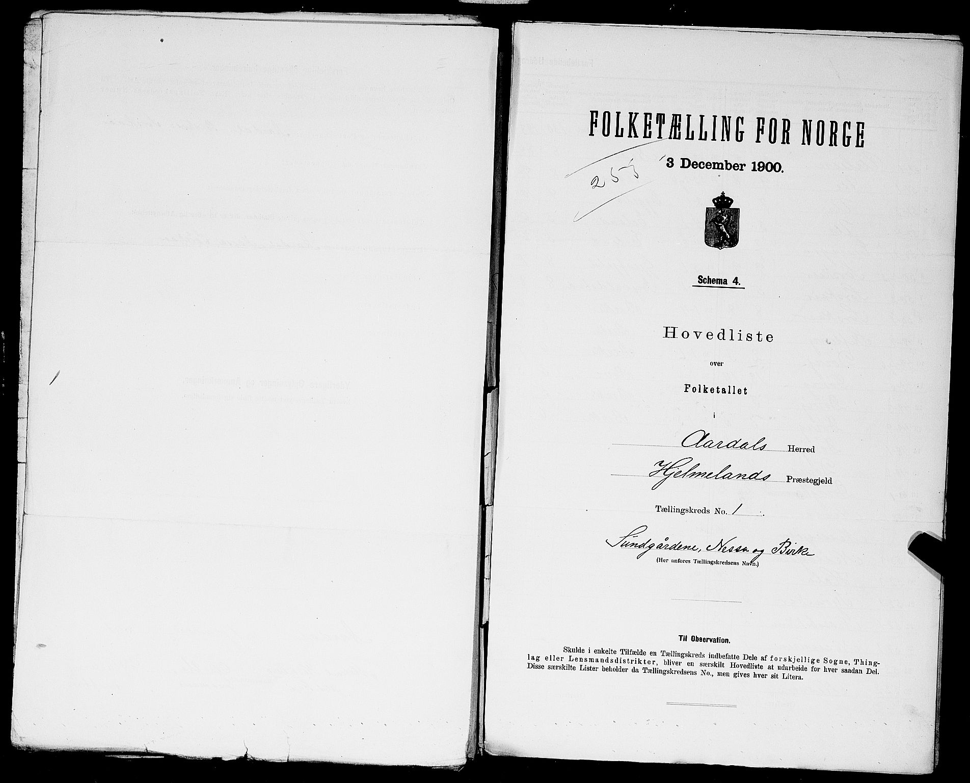 SAST, Folketelling 1900 for 1131 Årdal herred, 1900, s. 9
