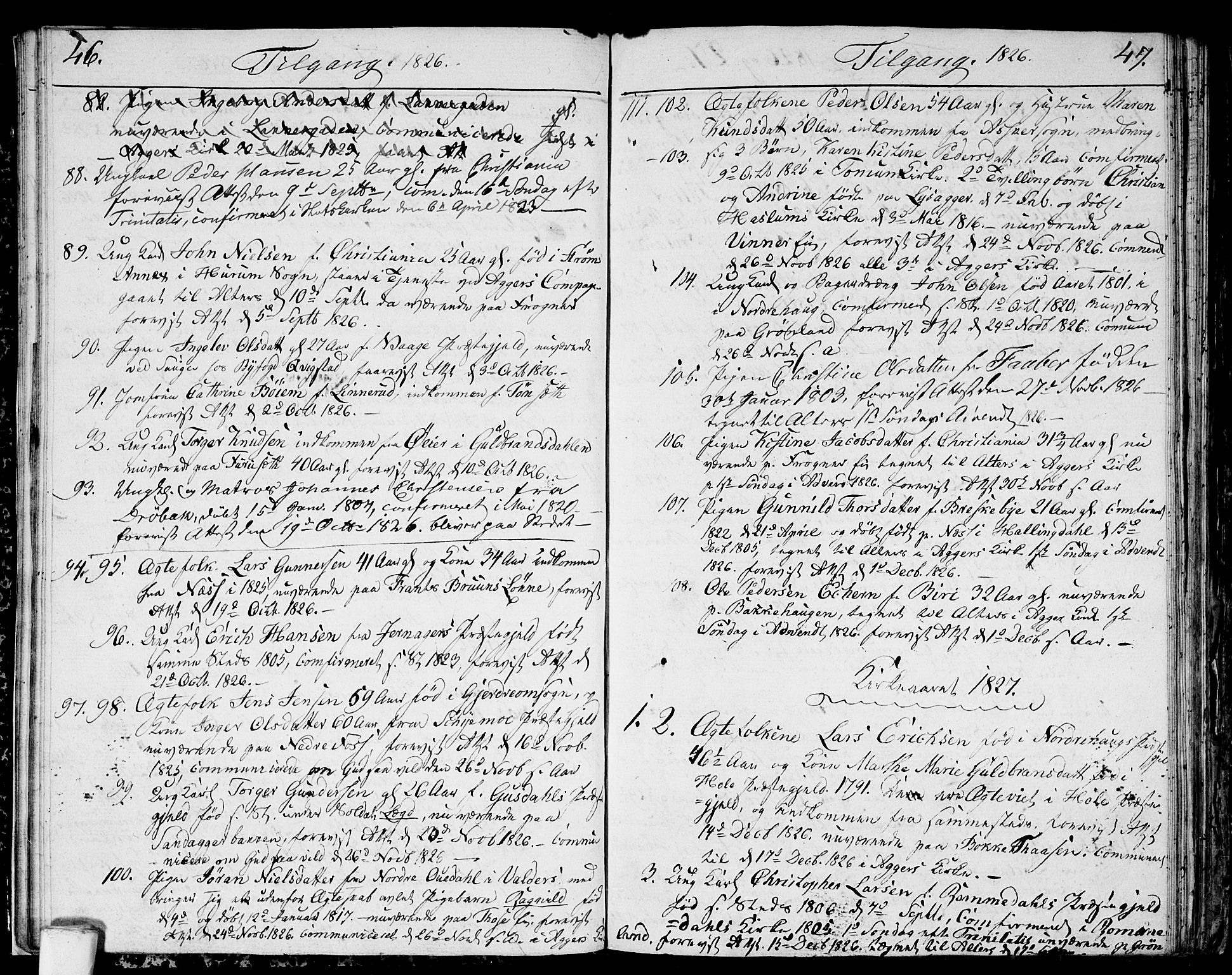 Aker prestekontor kirkebøker, AV/SAO-A-10861/F/L0014a: Ministerialbok nr. 14A, 1820-1833, s. 46-47