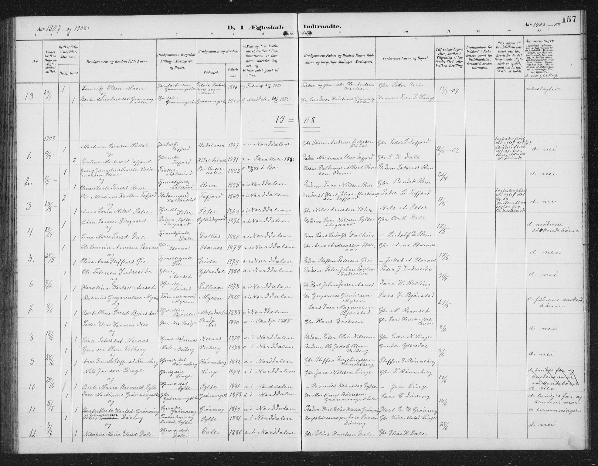 Ministerialprotokoller, klokkerbøker og fødselsregistre - Møre og Romsdal, AV/SAT-A-1454/519/L0264: Klokkerbok nr. 519C05, 1892-1910, s. 157