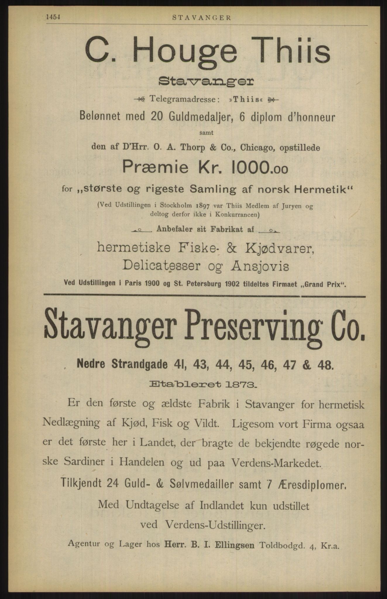 Kristiania/Oslo adressebok, PUBL/-, 1904, s. 1454