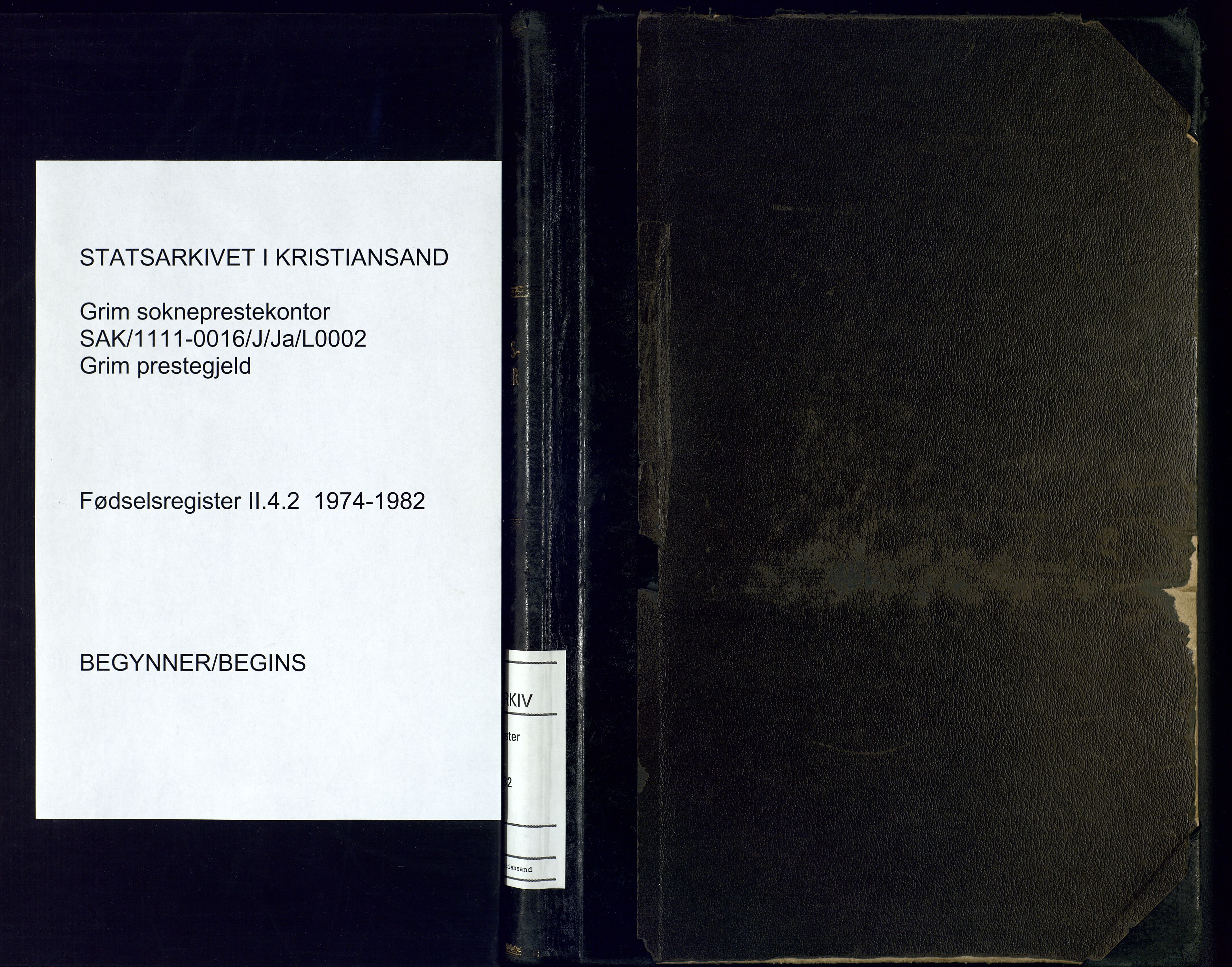 Grim sokneprestkontor, SAK/1111-0016/J/Ja/L0002: Fødselsregister nr. II.4.2, 1974-1982