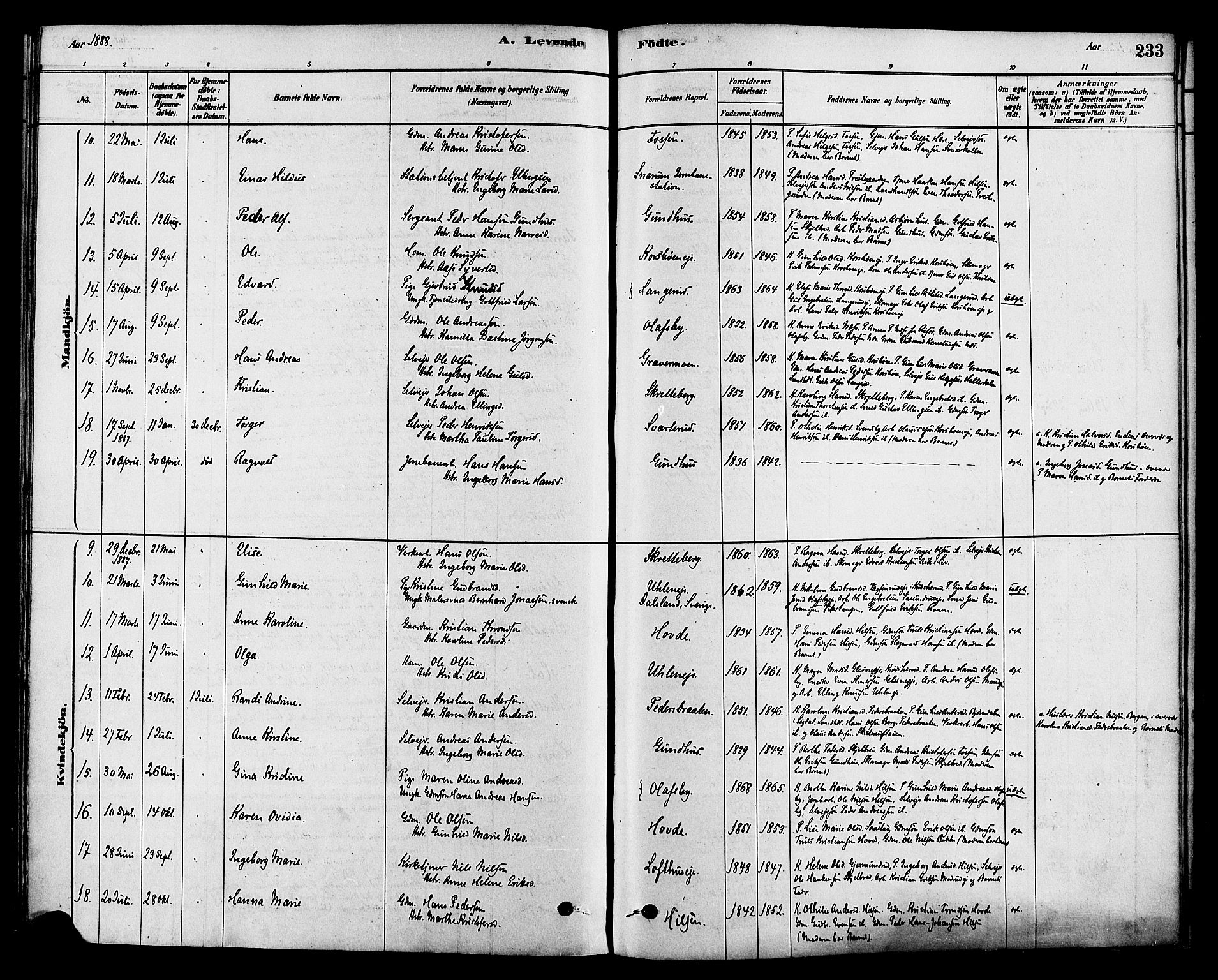Modum kirkebøker, SAKO/A-234/F/Fa/L0015: Ministerialbok nr. 15 /2, 1877-1889, s. 233