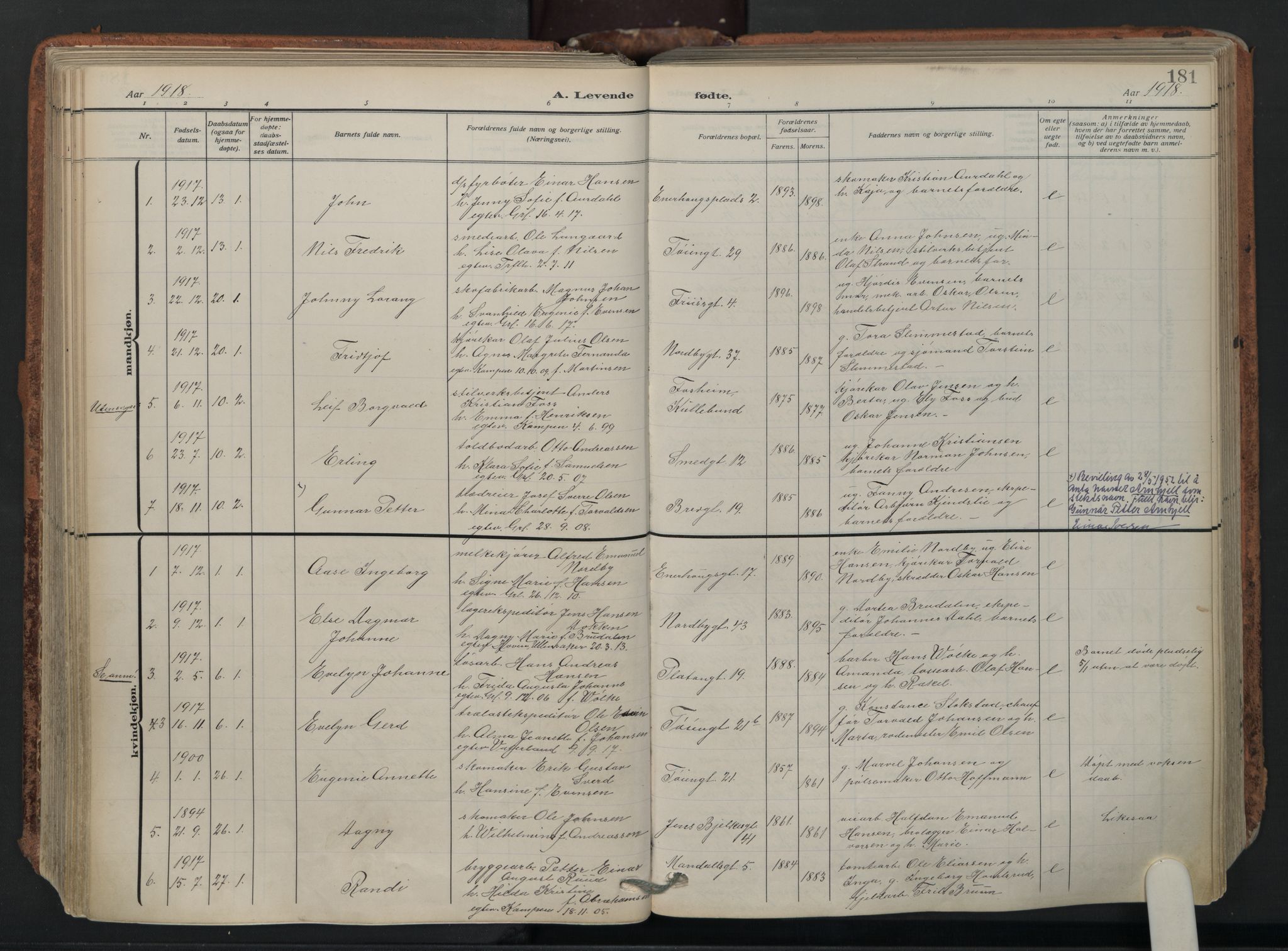 Grønland prestekontor Kirkebøker, SAO/A-10848/F/Fa/L0018: Ministerialbok nr. 18, 1911-1945, s. 181