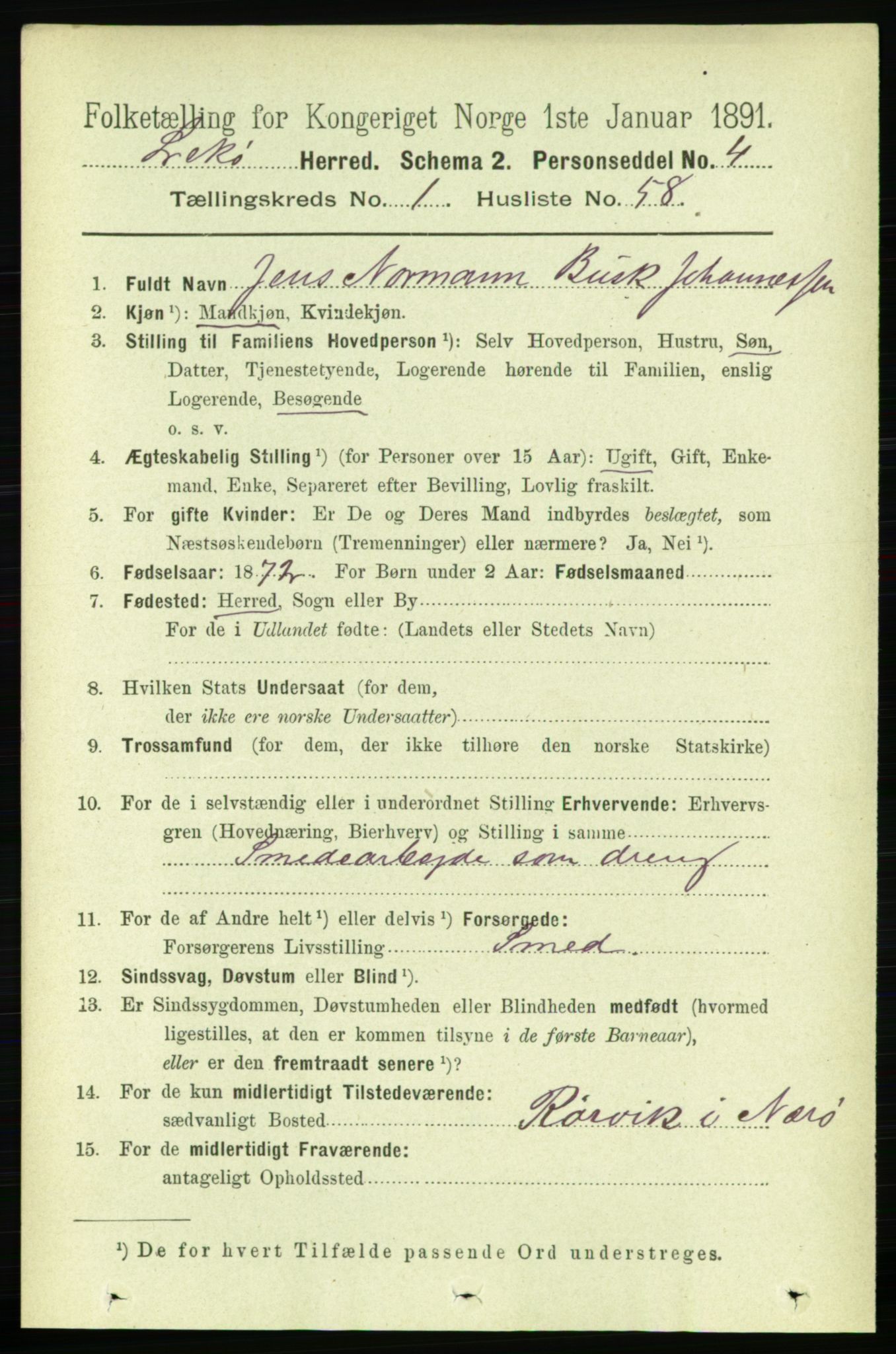 RA, Folketelling 1891 for 1755 Leka herred, 1891, s. 498