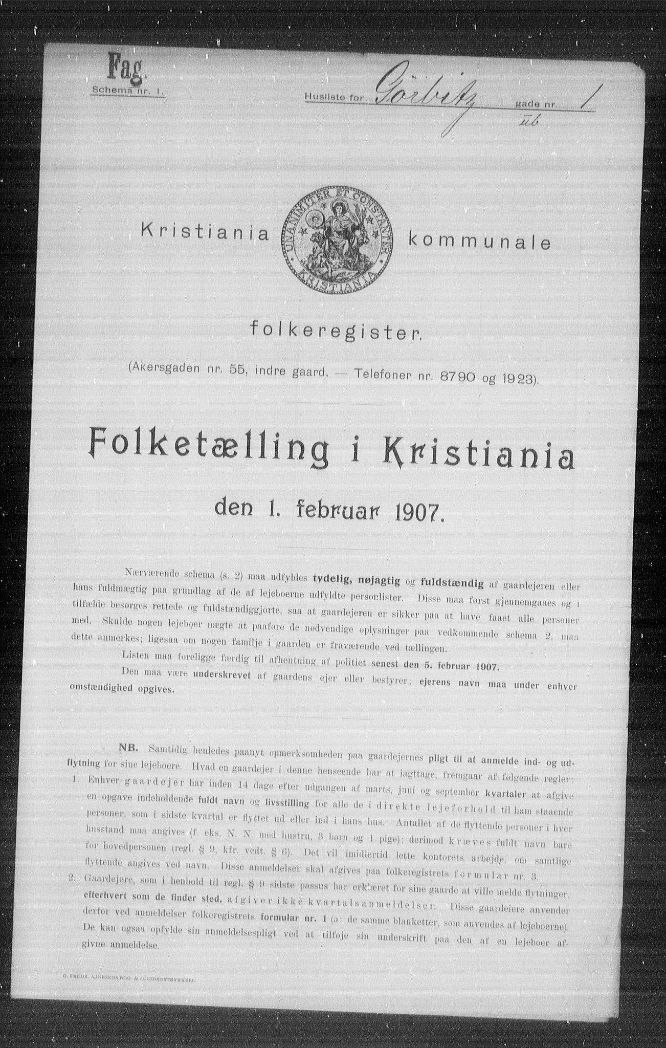 OBA, Kommunal folketelling 1.2.1907 for Kristiania kjøpstad, 1907, s. 16750