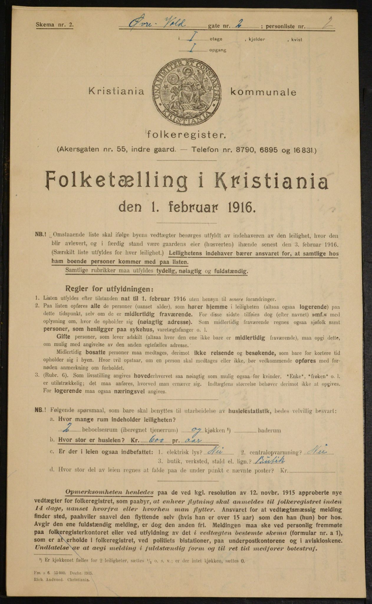 OBA, Kommunal folketelling 1.2.1916 for Kristiania, 1916, s. 133794