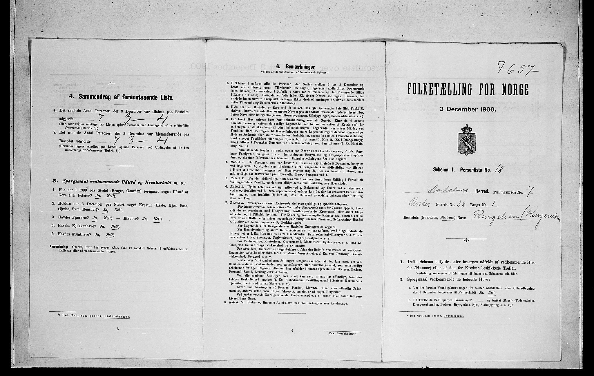 RA, Folketelling 1900 for 0614 Ådal herred, 1900, s. 502
