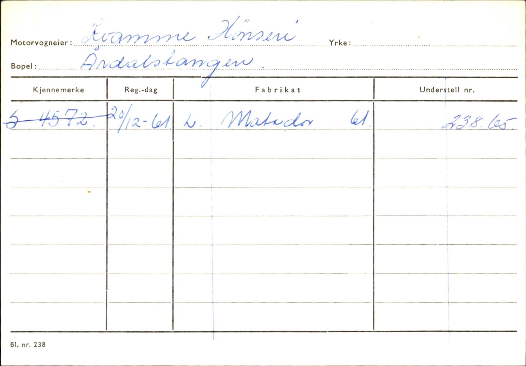 Statens vegvesen, Sogn og Fjordane vegkontor, SAB/A-5301/4/F/L0145: Registerkort Vågsøy S-Å. Årdal I-P, 1945-1975, s. 1305
