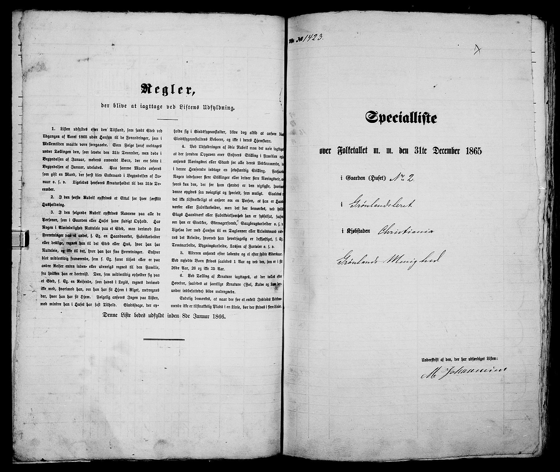 RA, Folketelling 1865 for 0301 Kristiania kjøpstad, 1865, s. 3234