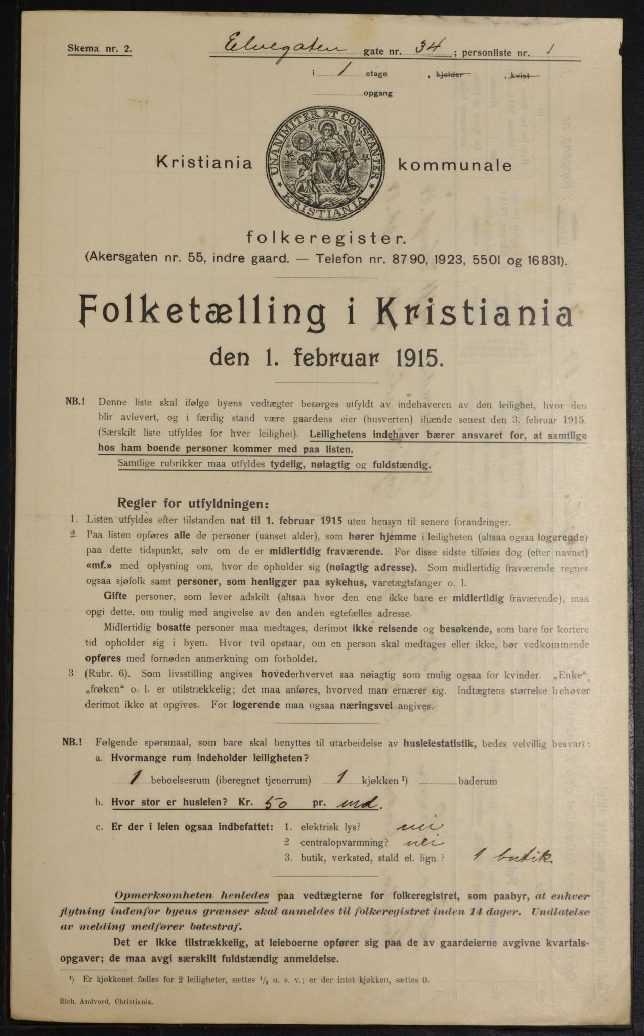 OBA, Kommunal folketelling 1.2.1915 for Kristiania, 1915, s. 20572