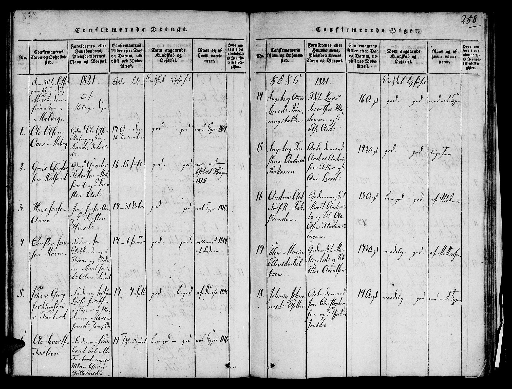 Ministerialprotokoller, klokkerbøker og fødselsregistre - Sør-Trøndelag, AV/SAT-A-1456/606/L0283: Ministerialbok nr. 606A03 /1, 1818-1823, s. 258