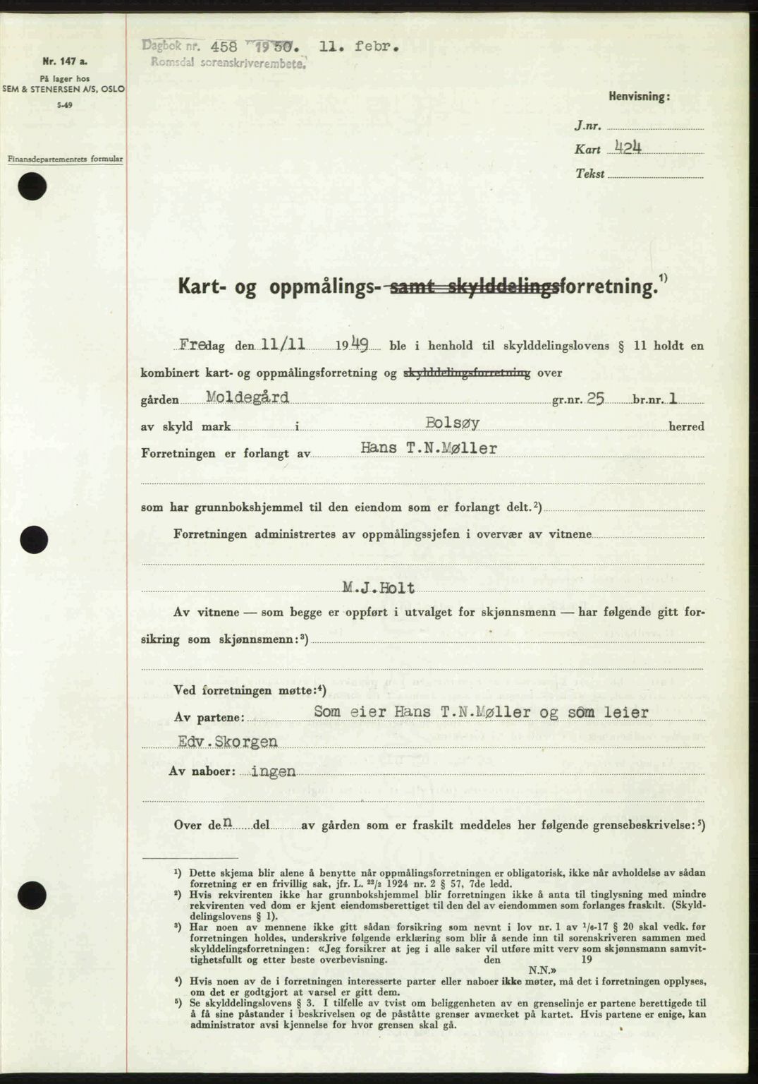 Romsdal sorenskriveri, SAT/A-4149/1/2/2C: Pantebok nr. A32, 1950-1950, Dagboknr: 458/1950