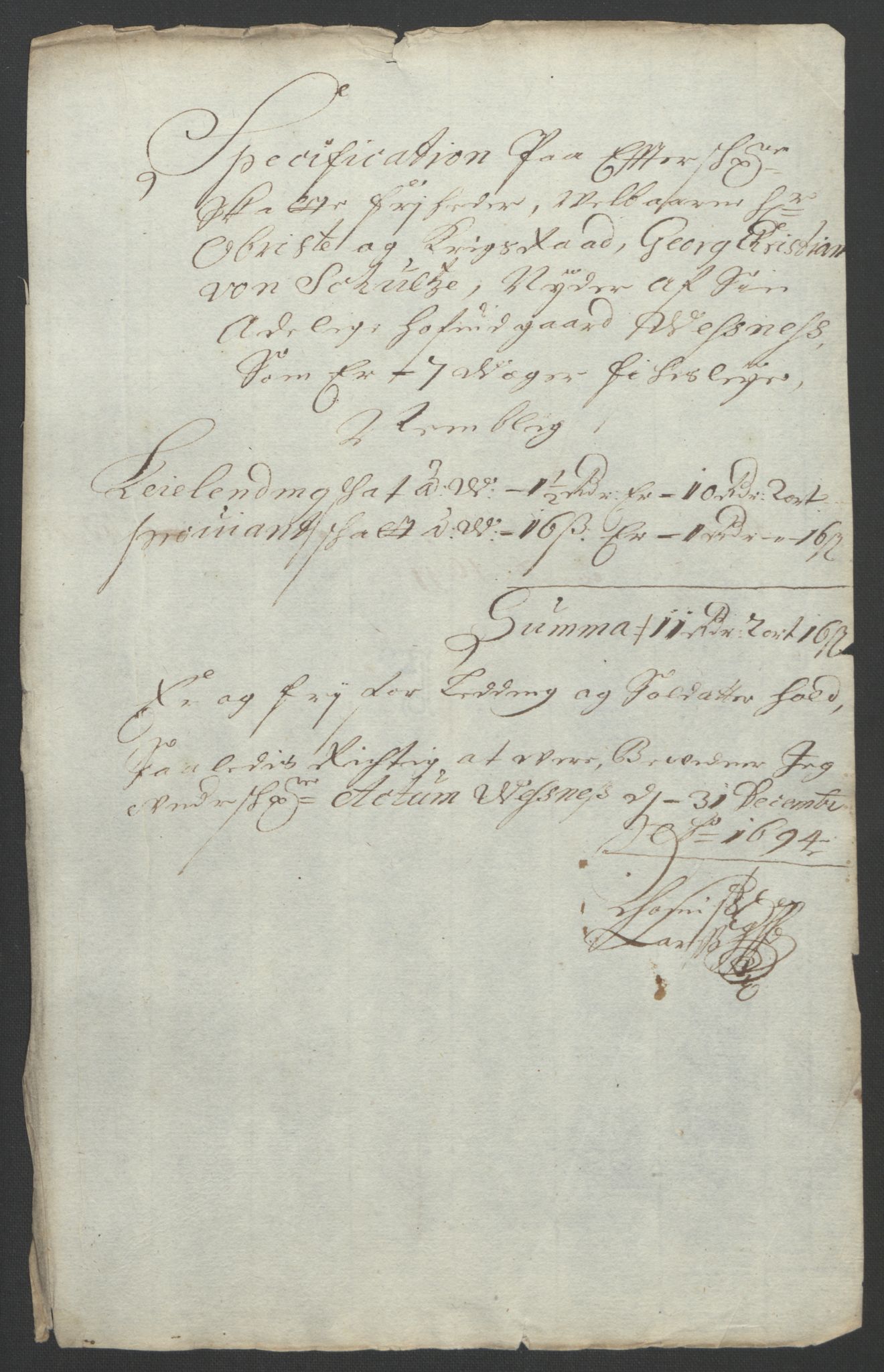 Rentekammeret inntil 1814, Reviderte regnskaper, Fogderegnskap, AV/RA-EA-4092/R55/L3651: Fogderegnskap Romsdal, 1693-1694, s. 290