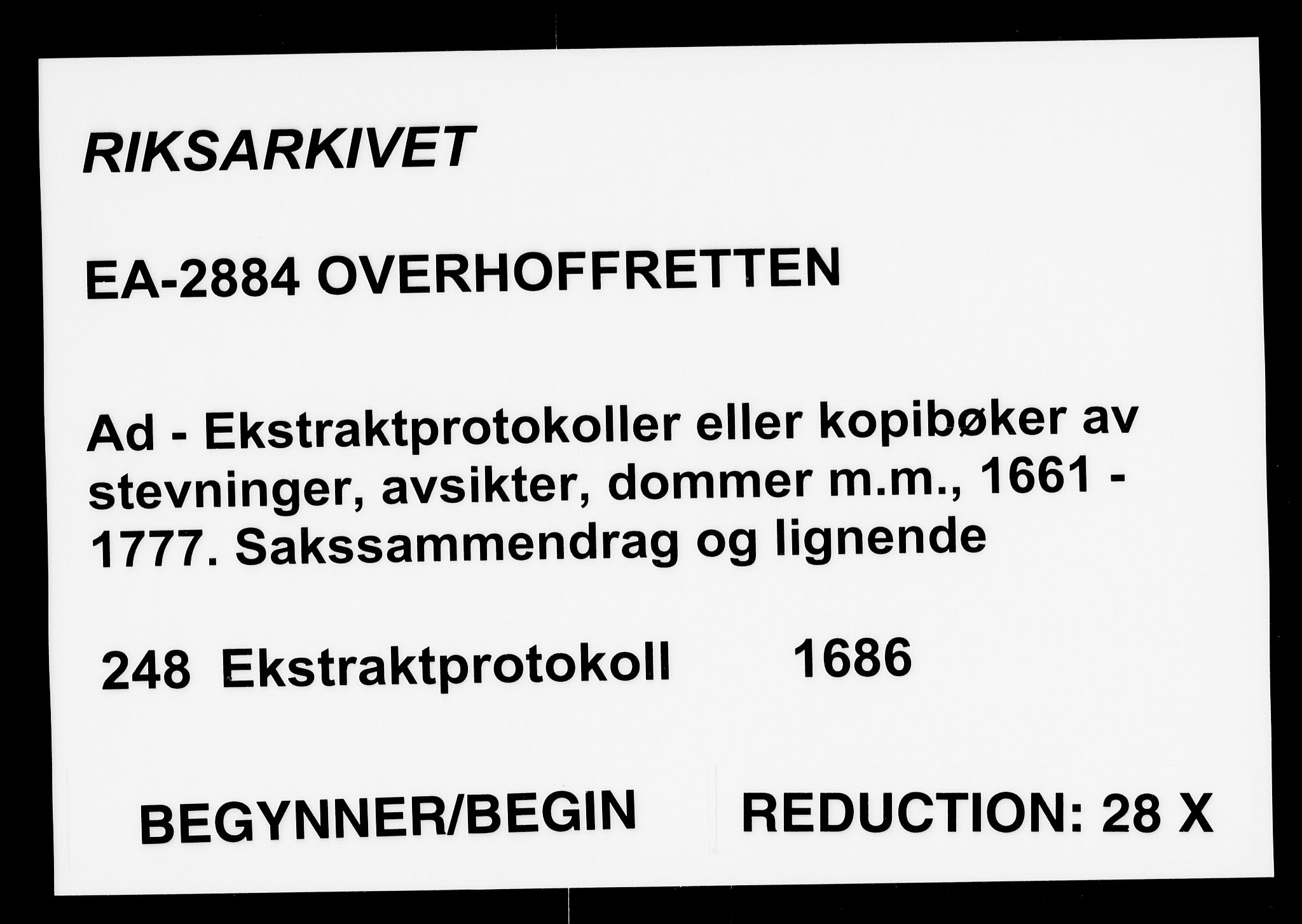 Overhoffretten 1667-1797, AV/RA-EA-2884/Ad/L0248: Ekstraktprotokoll, 1686