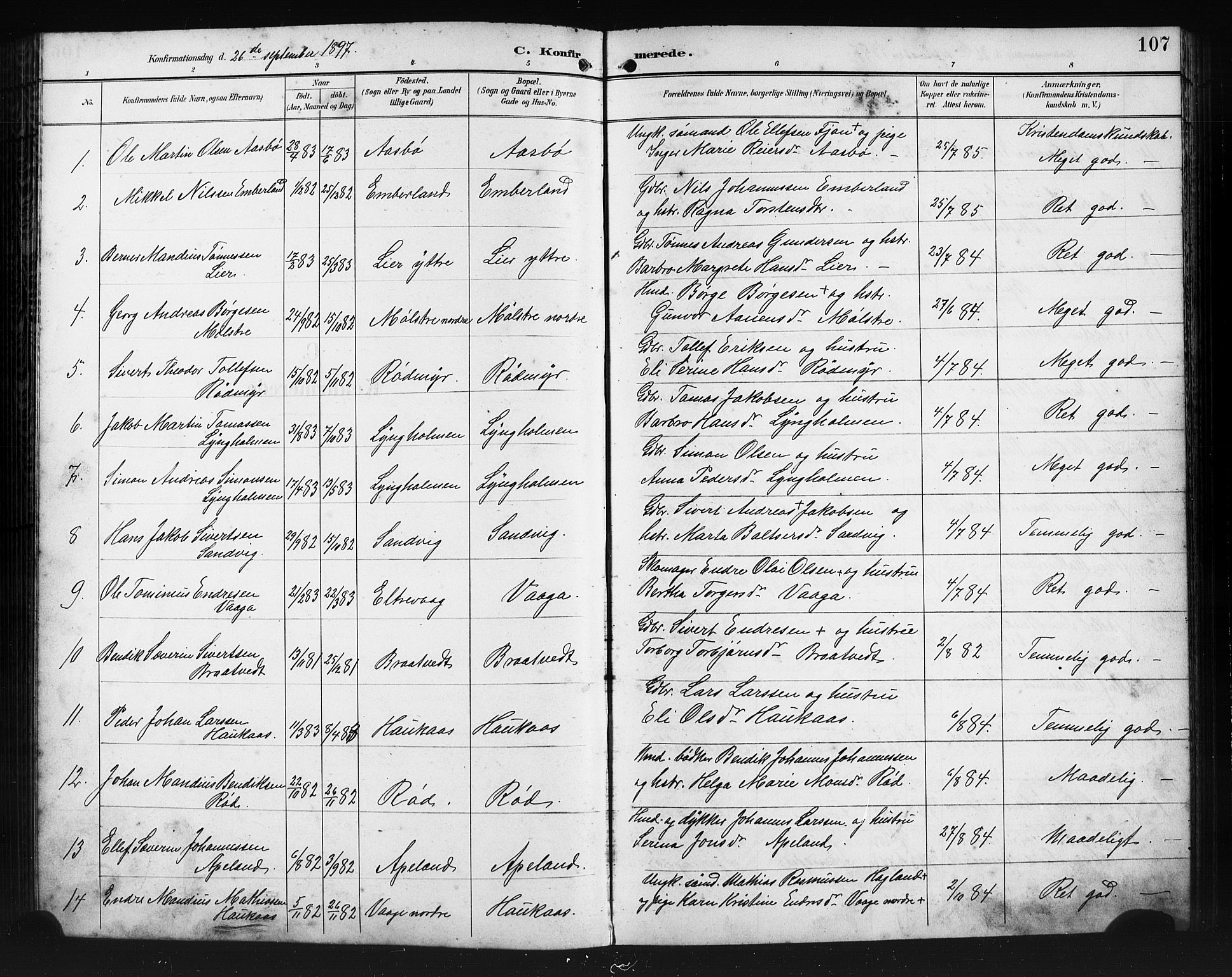 Sveio Sokneprestembete, AV/SAB-A-78501/H/Hab: Klokkerbok nr. A 4, 1897-1911, s. 107