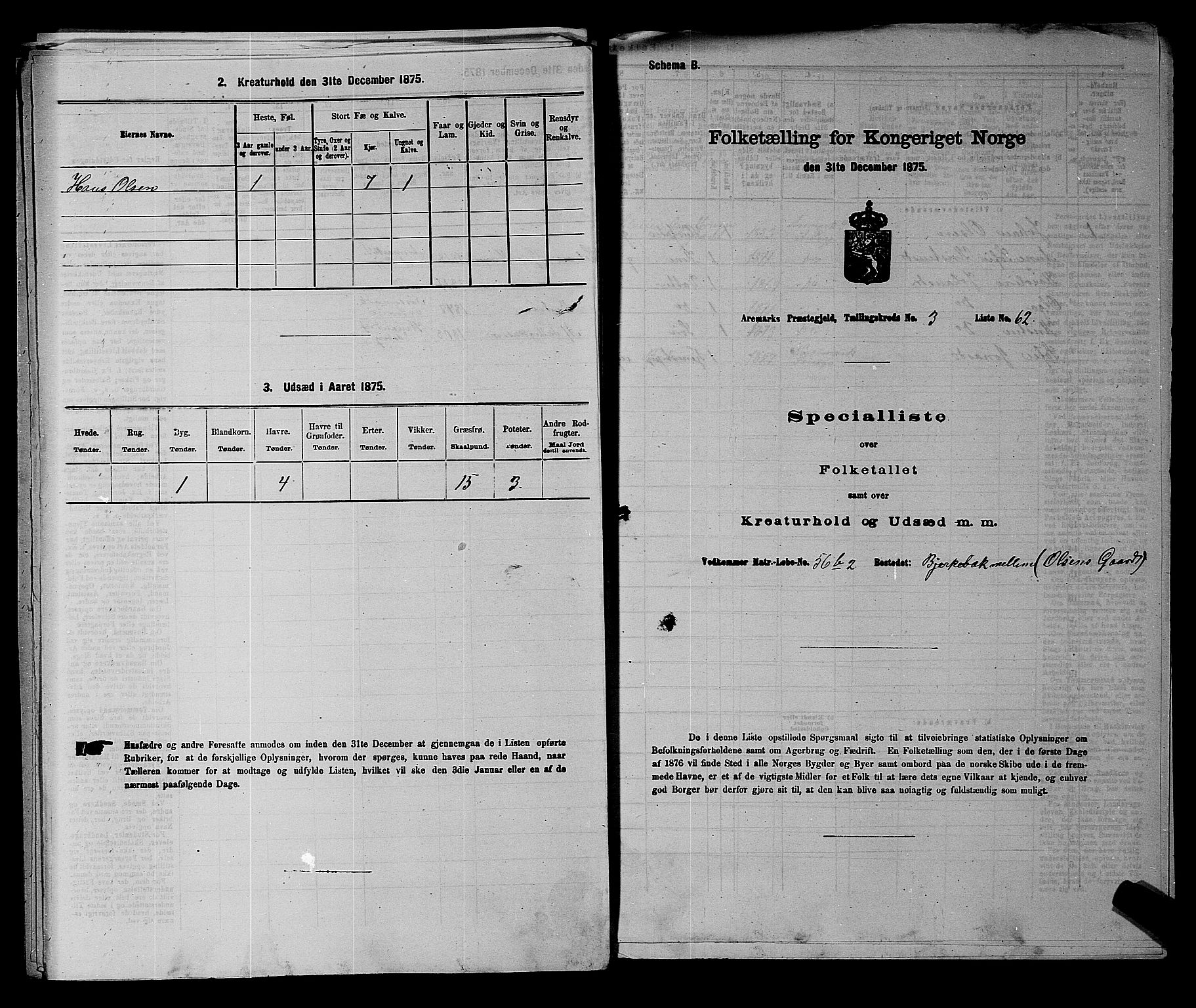 RA, Folketelling 1875 for 0118P Aremark prestegjeld, 1875, s. 498