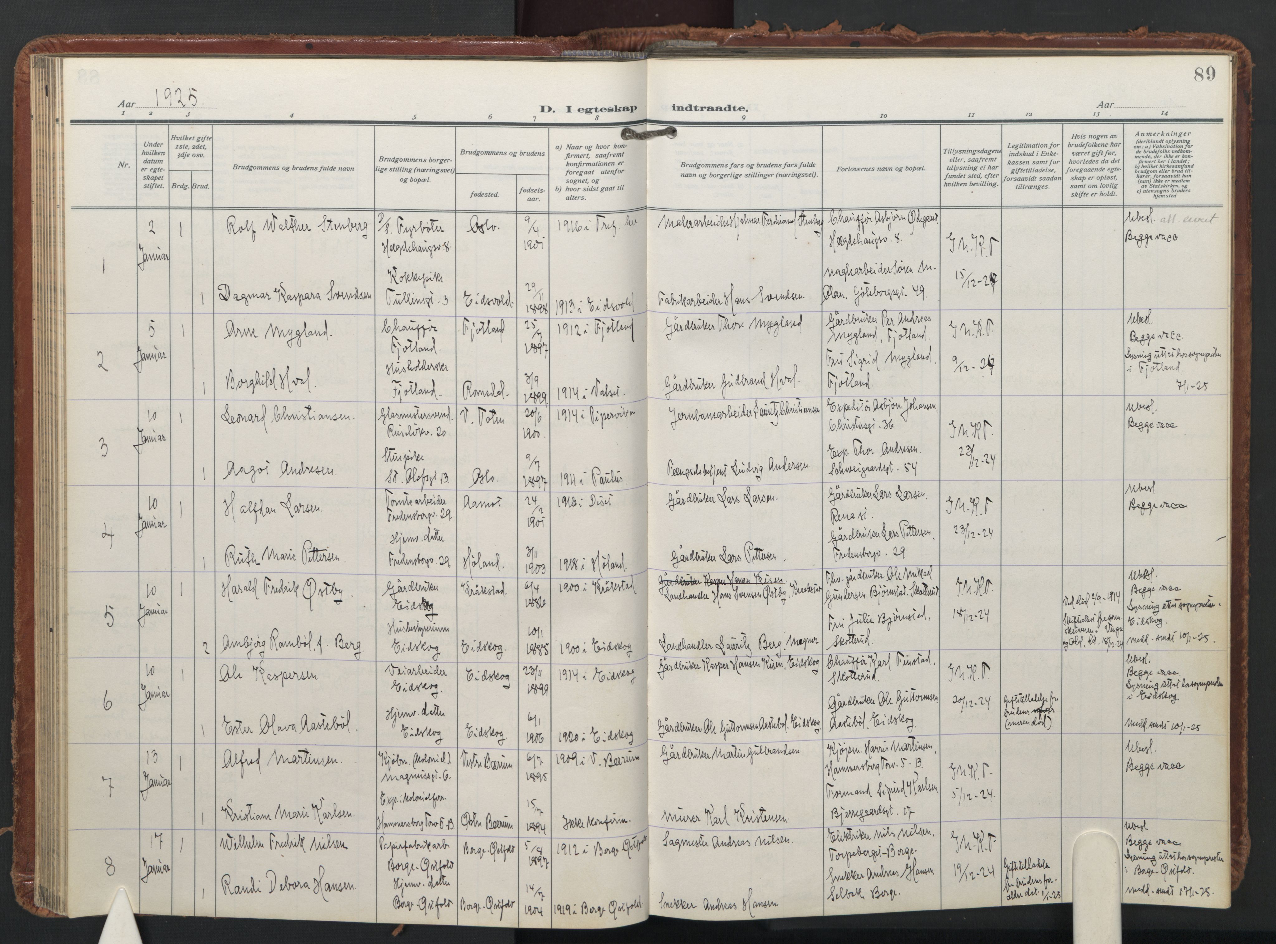 Trefoldighet prestekontor Kirkebøker, AV/SAO-A-10882/F/Fc/L0009: Ministerialbok nr. III 9, 1922-1936, s. 89