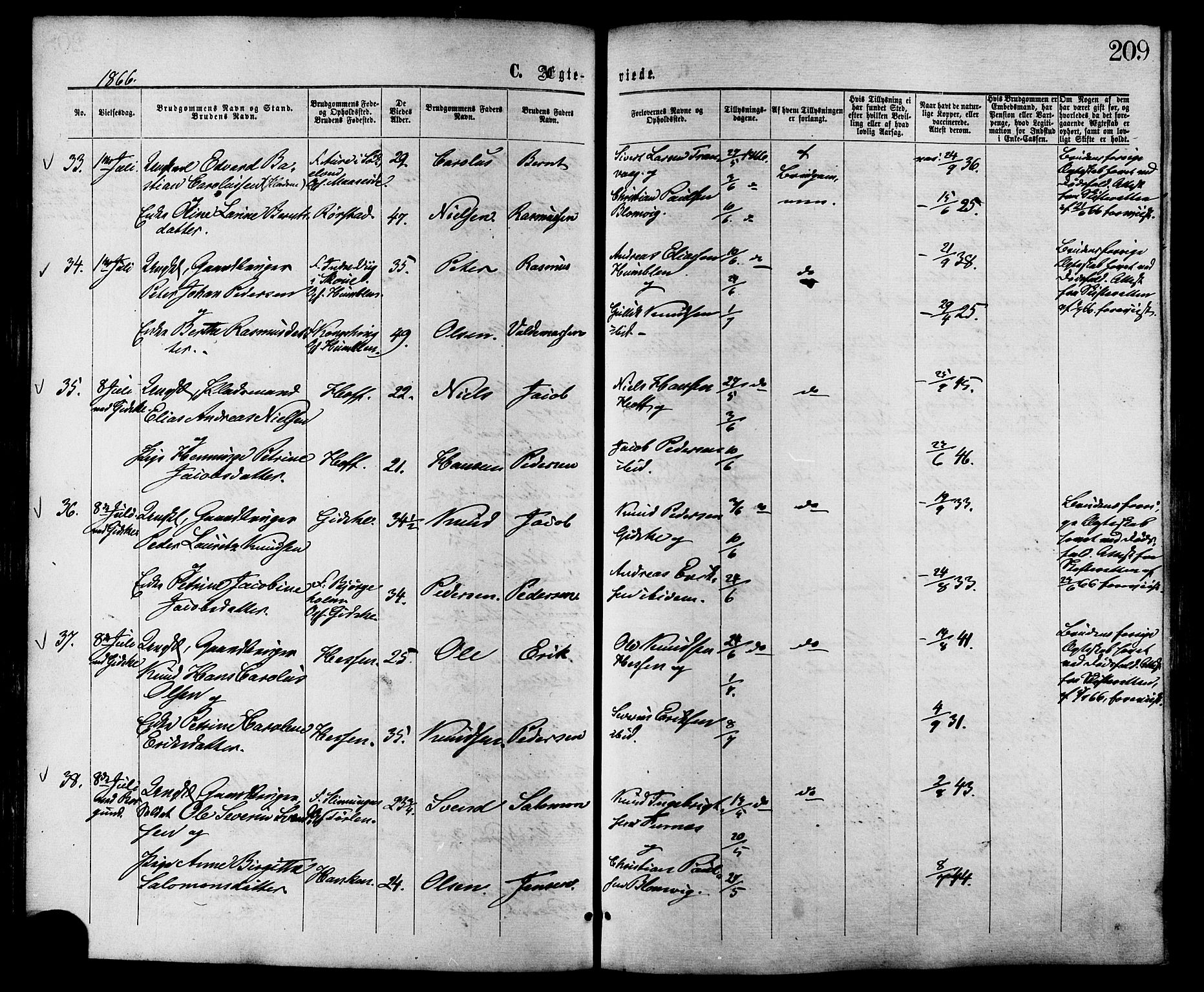 Ministerialprotokoller, klokkerbøker og fødselsregistre - Møre og Romsdal, AV/SAT-A-1454/528/L0399: Ministerialbok nr. 528A10, 1864-1879, s. 209