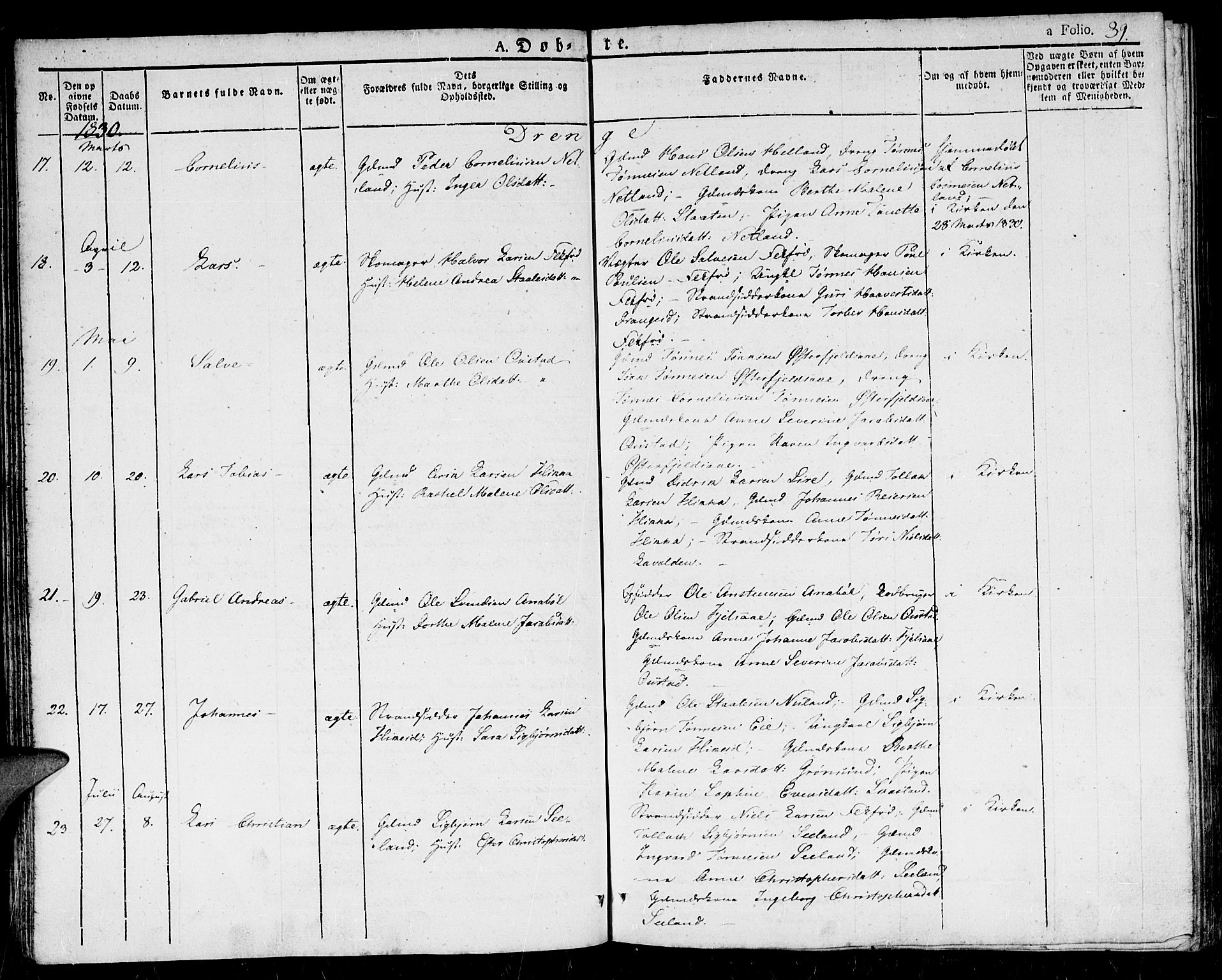 Flekkefjord sokneprestkontor, AV/SAK-1111-0012/F/Fb/Fbc/L0004: Klokkerbok nr. B 4, 1827-1846, s. 39