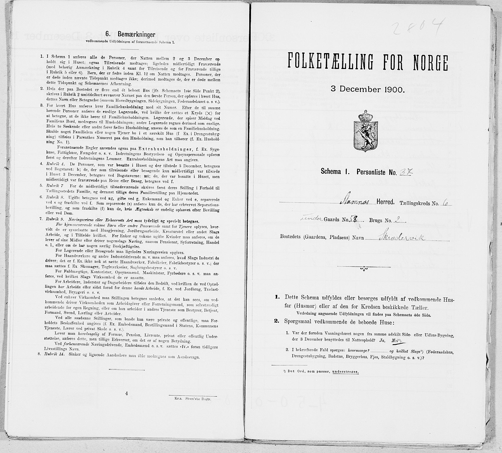SAT, Folketelling 1900 for 1821 Stamnes herred, 1900, s. 943