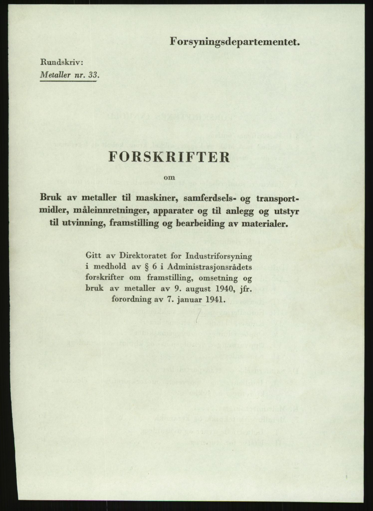 Direktoratet for industriforsyning, Sekretariatet, AV/RA-S-4153/D/Df/L0054: 9. Metallkontoret, 1940-1945, s. 1441