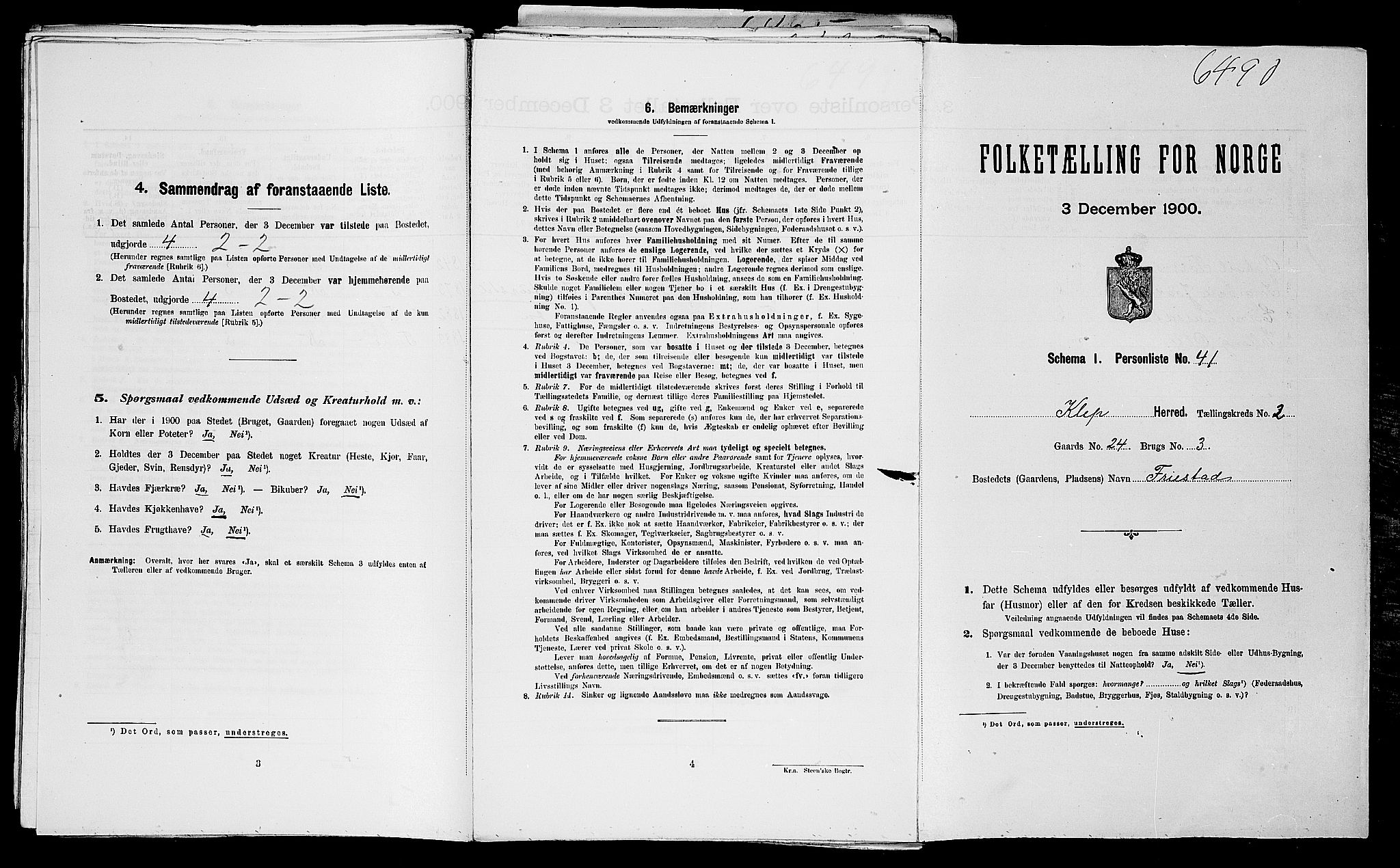 SAST, Folketelling 1900 for 1120 Klepp herred, 1900, s. 261