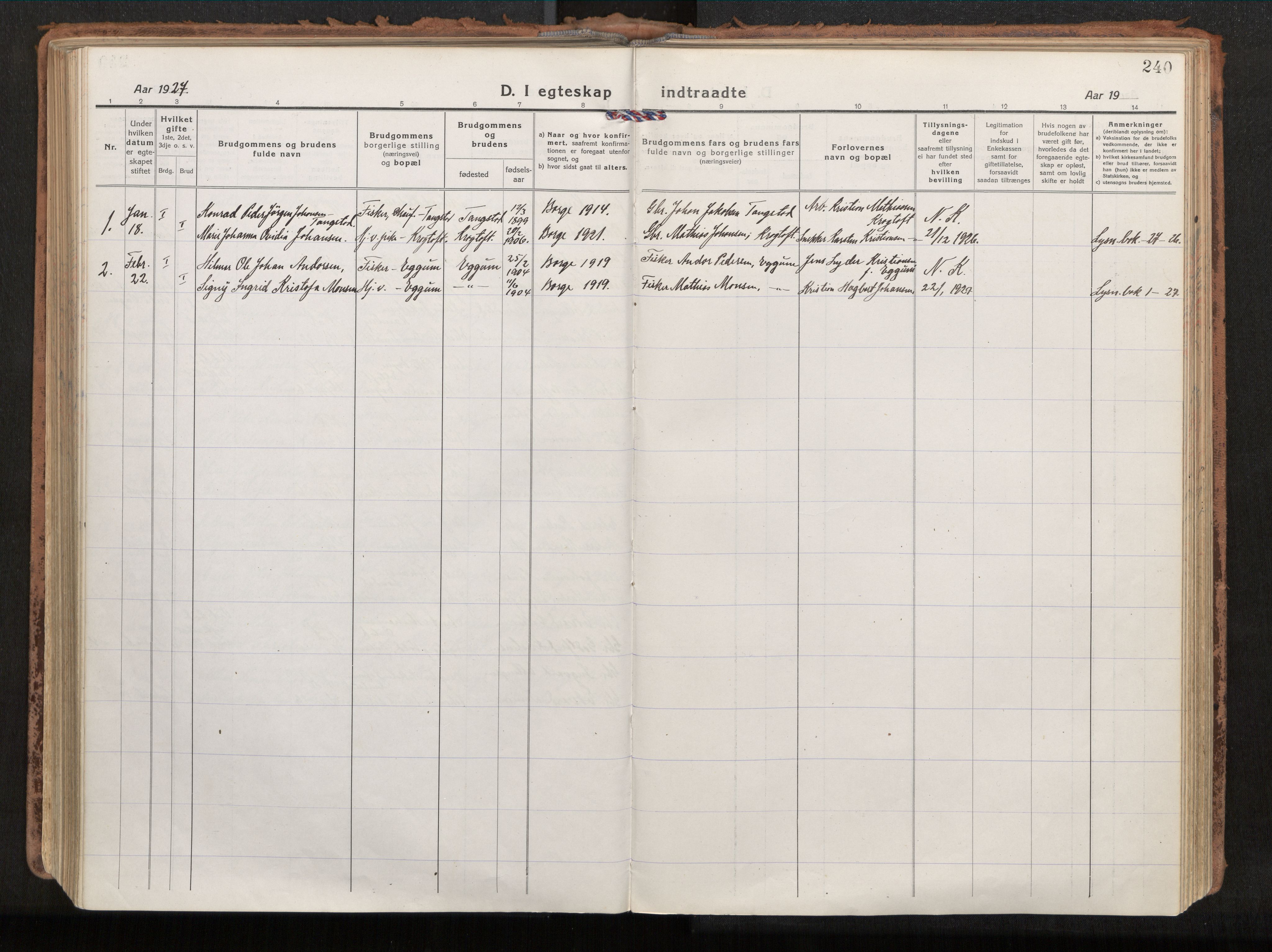 Ministerialprotokoller, klokkerbøker og fødselsregistre - Nordland, AV/SAT-A-1459/880/L1136: Ministerialbok nr. 880A10, 1919-1927, s. 240