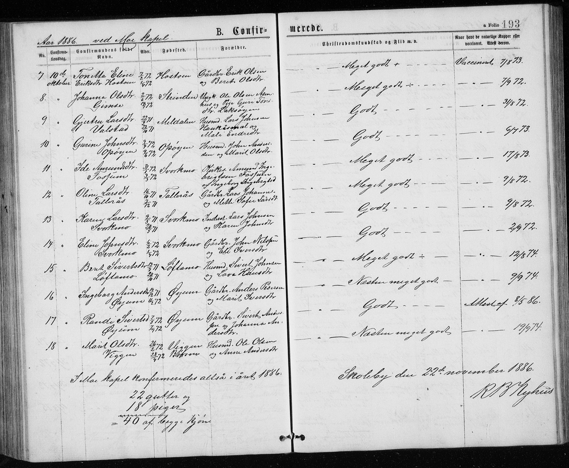 Ministerialprotokoller, klokkerbøker og fødselsregistre - Sør-Trøndelag, AV/SAT-A-1456/671/L0843: Klokkerbok nr. 671C02, 1873-1892, s. 193