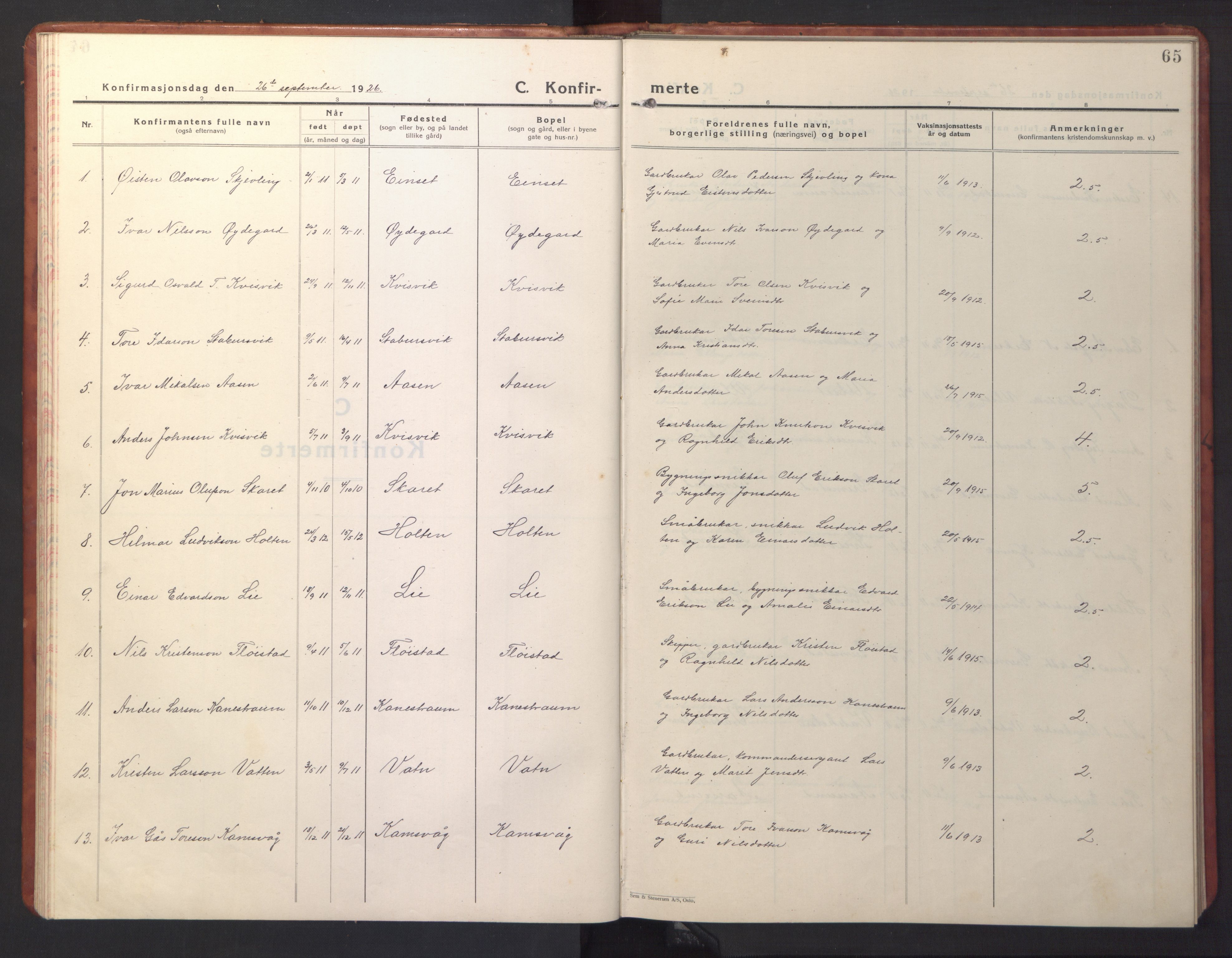 Ministerialprotokoller, klokkerbøker og fødselsregistre - Møre og Romsdal, AV/SAT-A-1454/587/L1002: Klokkerbok nr. 587C02, 1926-1951, s. 65
