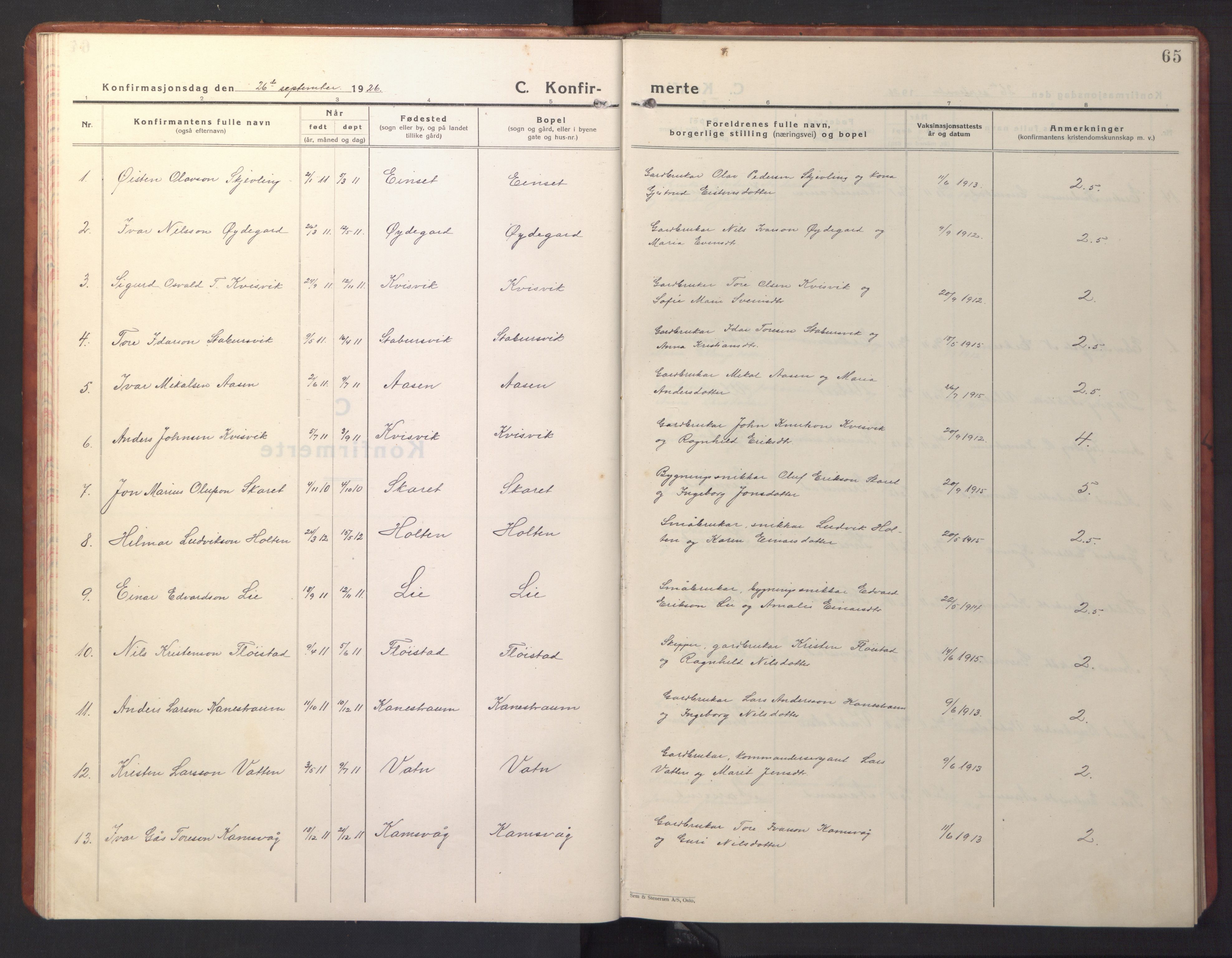 Ministerialprotokoller, klokkerbøker og fødselsregistre - Møre og Romsdal, SAT/A-1454/587/L1002: Klokkerbok nr. 587C02, 1926-1951, s. 65