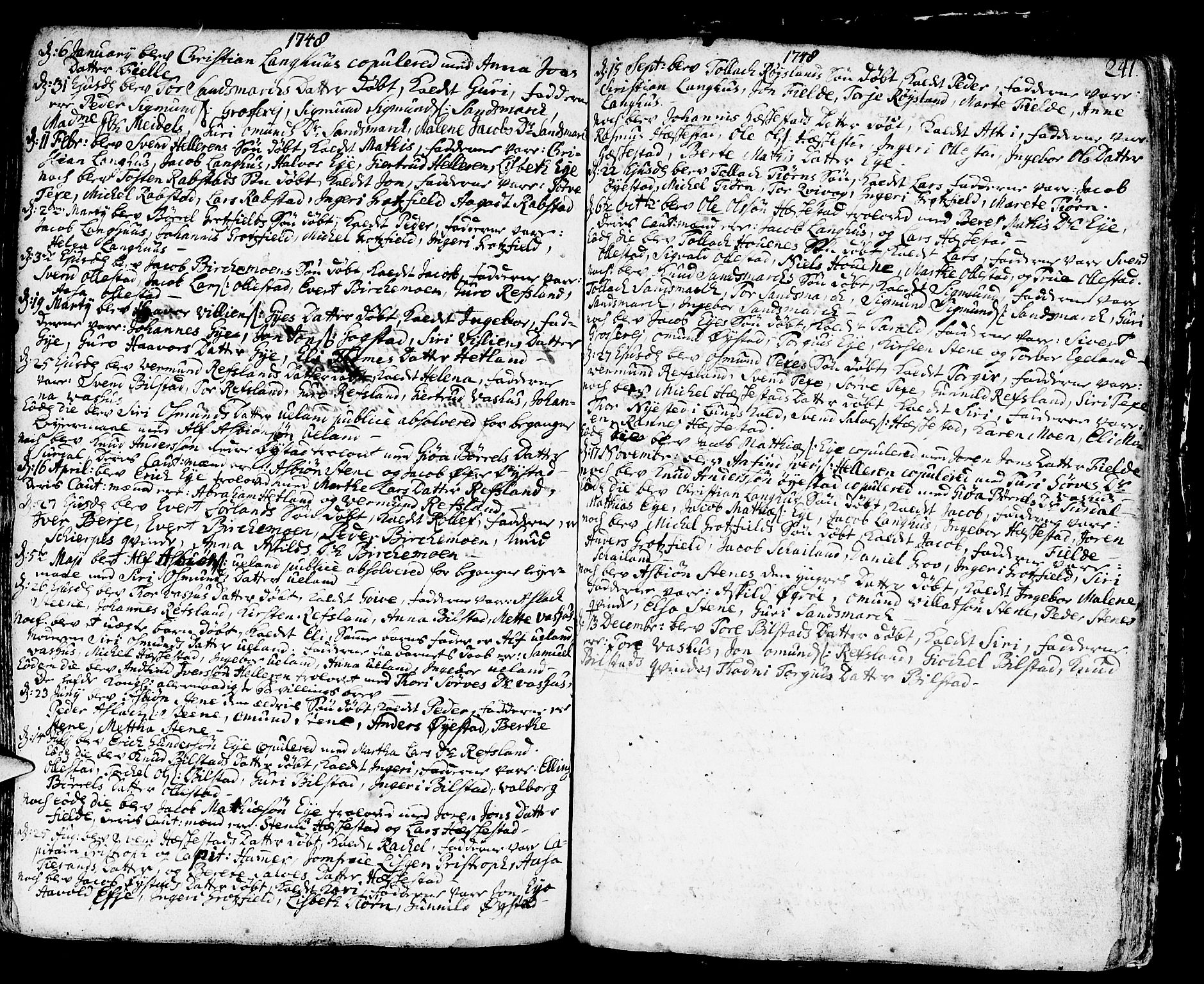Helleland sokneprestkontor, SAST/A-101810: Ministerialbok nr. A 1 /3, 1713-1761, s. 241