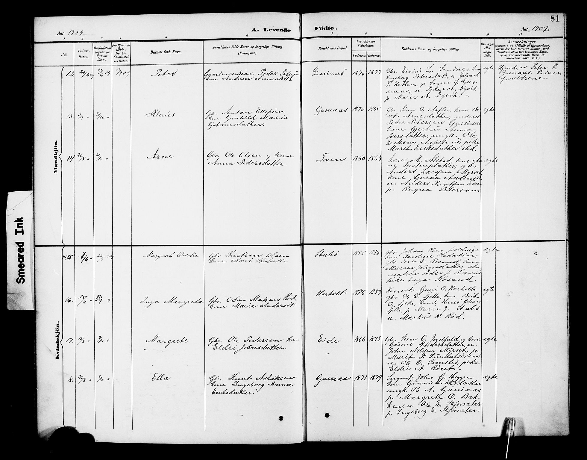 Ministerialprotokoller, klokkerbøker og fødselsregistre - Møre og Romsdal, SAT/A-1454/551/L0632: Klokkerbok nr. 551C04, 1894-1920, s. 81