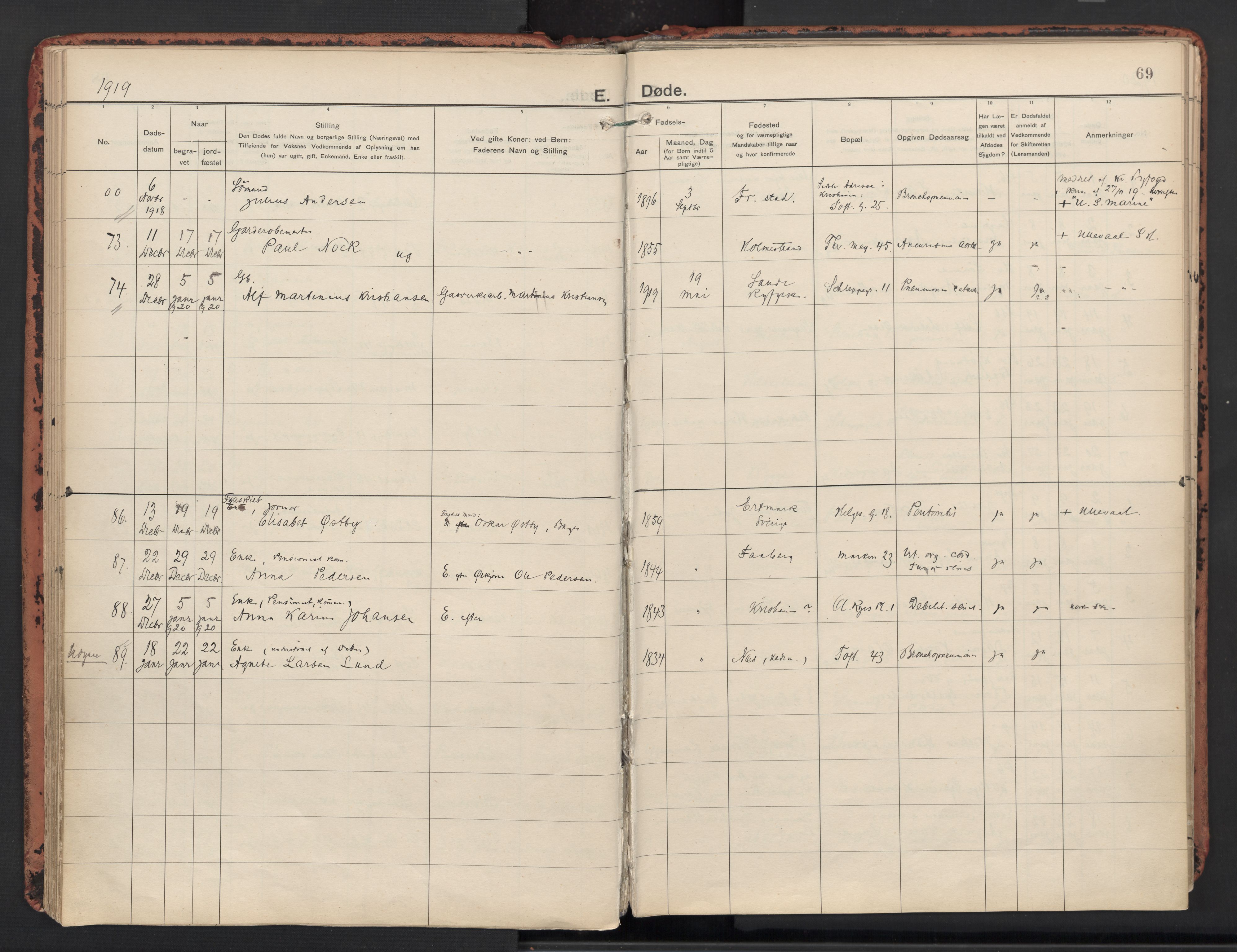 Paulus prestekontor Kirkebøker, AV/SAO-A-10871/F/Fa/L0023: Ministerialbok nr. 23, 1915-1932, s. 69