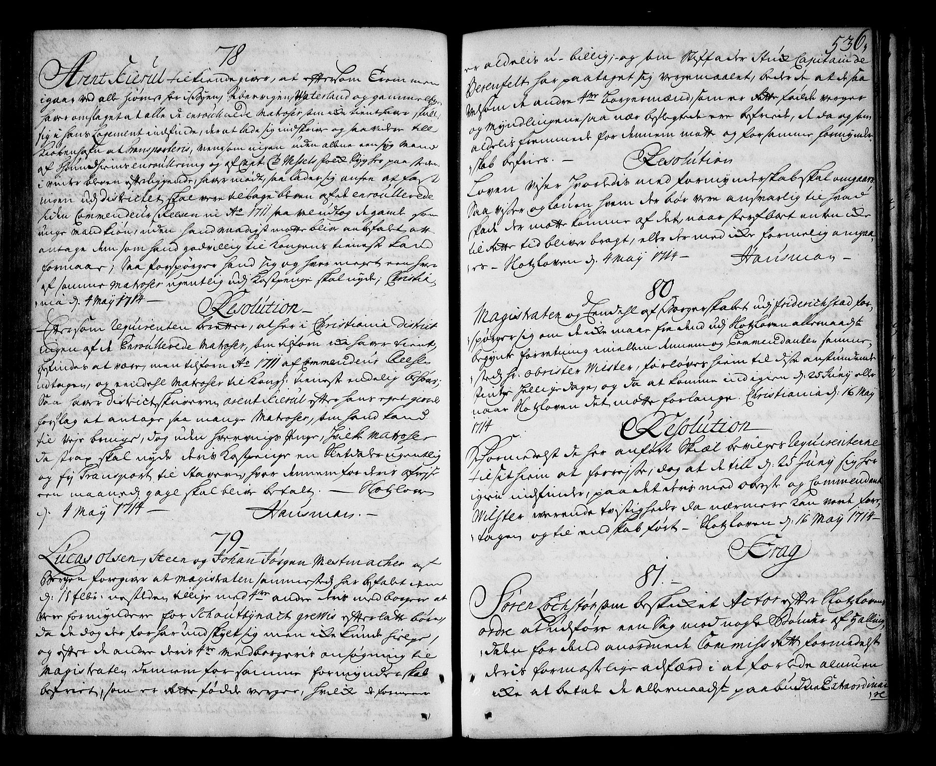 Stattholderembetet 1572-1771, AV/RA-EA-2870/Ag/L0002: Supplikasjons- og resolusjonsprotokoll, 1710-1714, s. 535b-536a