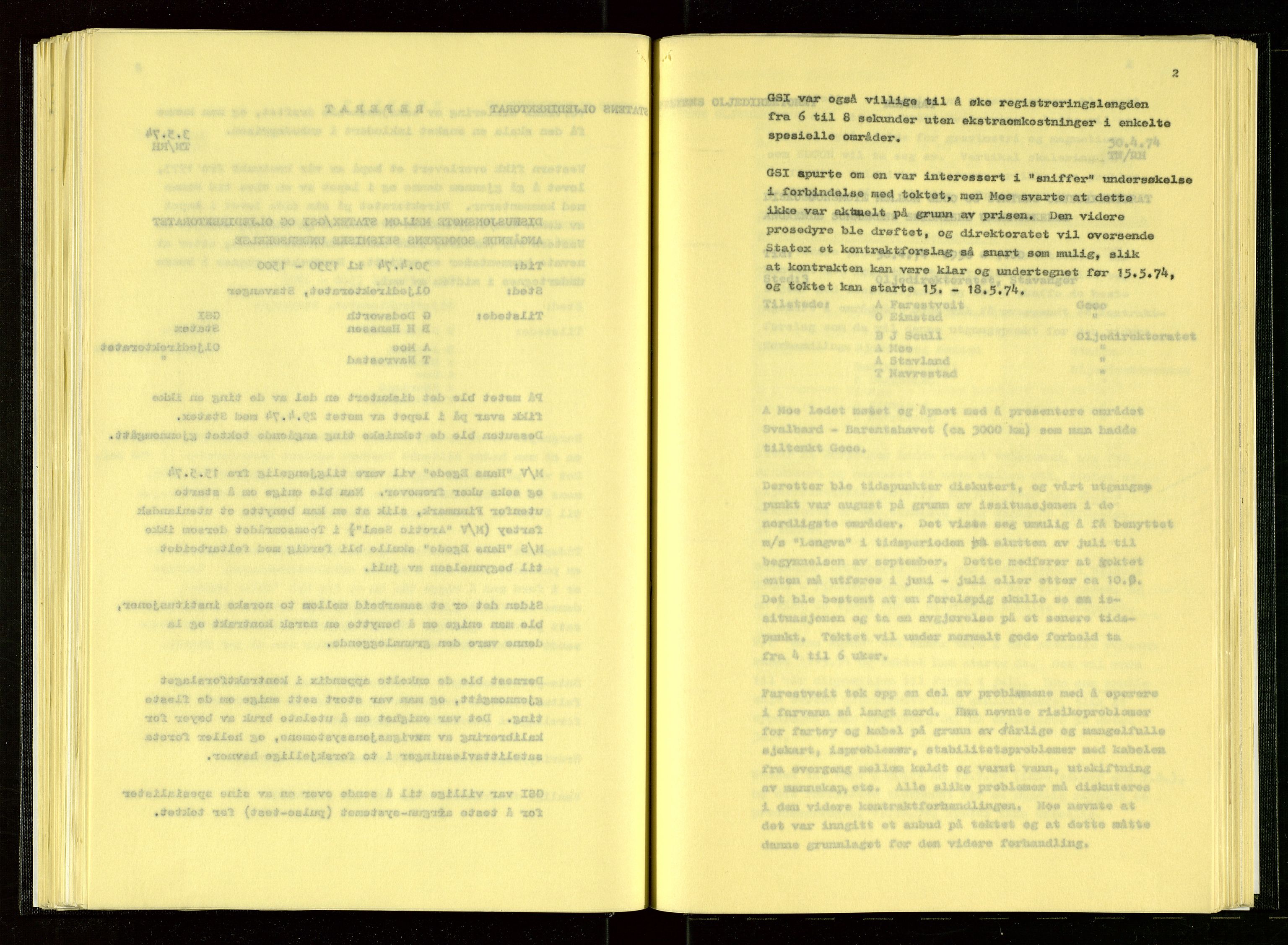 Oljedirektoratet, AV/SAST-A-101366/Aa/L0002: Referatprotokoller, 1974