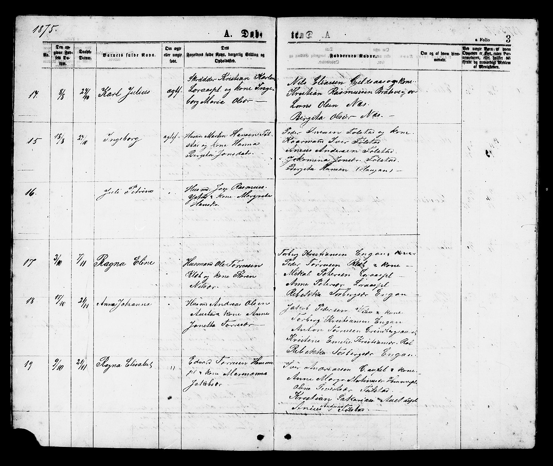 Ministerialprotokoller, klokkerbøker og fødselsregistre - Nord-Trøndelag, SAT/A-1458/731/L0311: Klokkerbok nr. 731C02, 1875-1911, s. 3