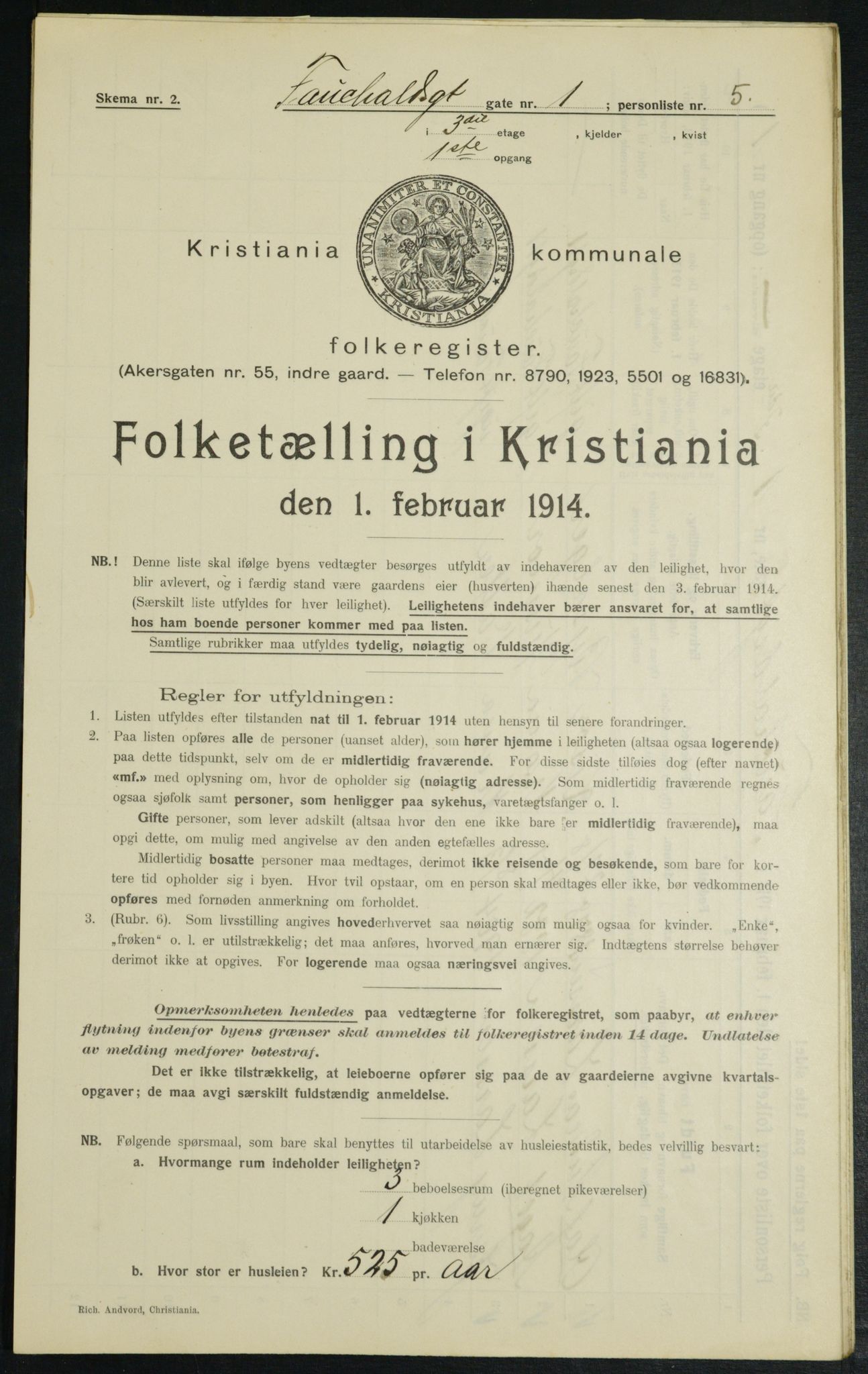 OBA, Kommunal folketelling 1.2.1914 for Kristiania, 1914, s. 23832