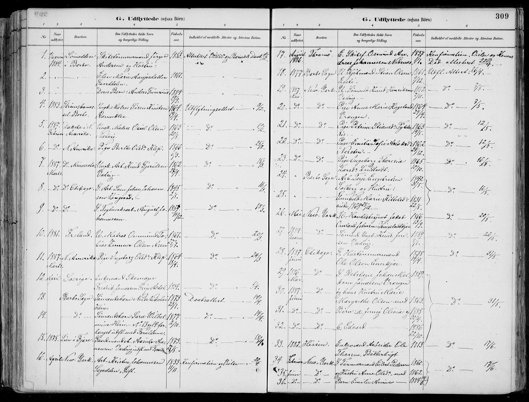Øyestad sokneprestkontor, AV/SAK-1111-0049/F/Fa/L0017: Ministerialbok nr. A 17, 1887-1896, s. 309