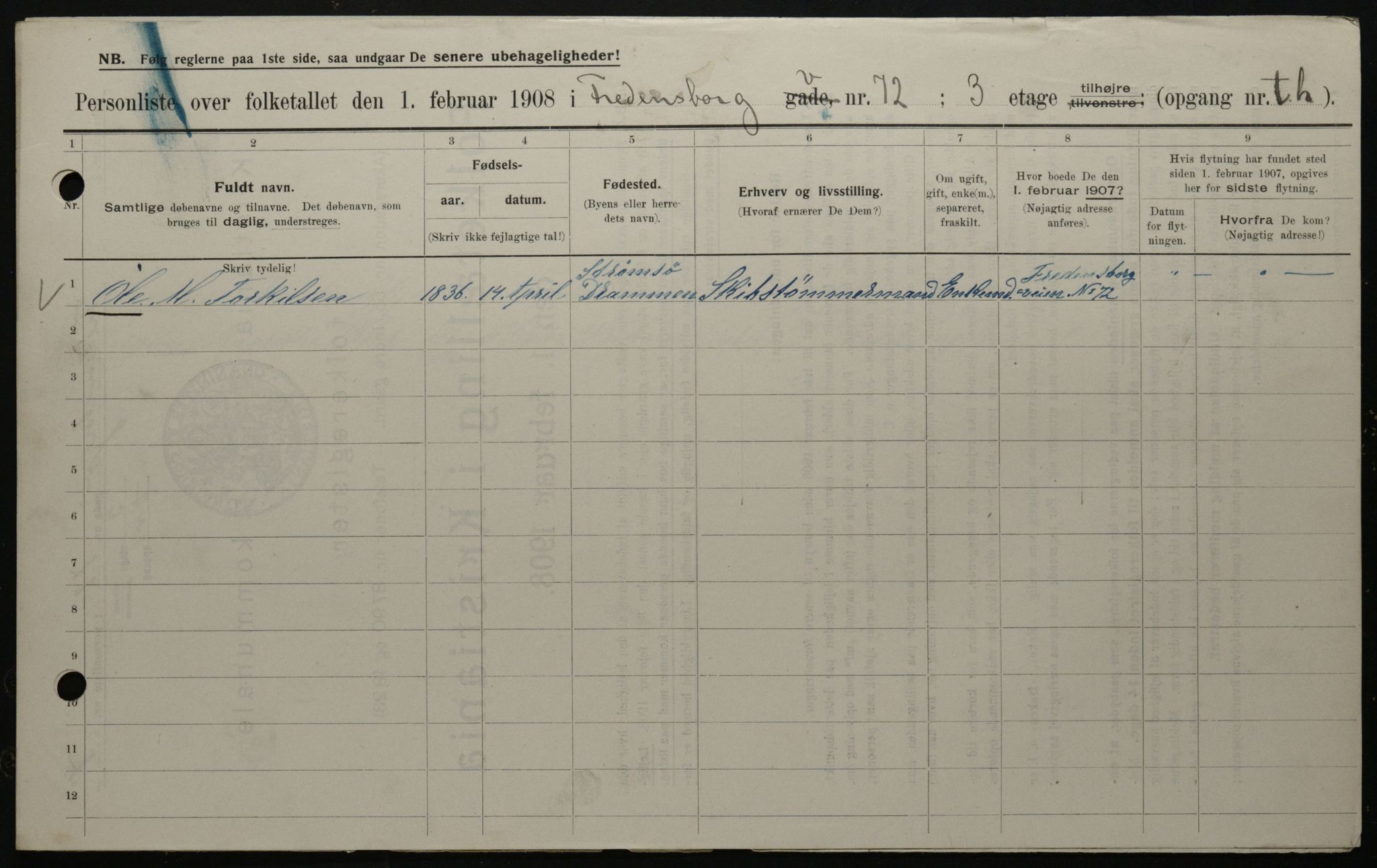 OBA, Kommunal folketelling 1.2.1908 for Kristiania kjøpstad, 1908, s. 23962