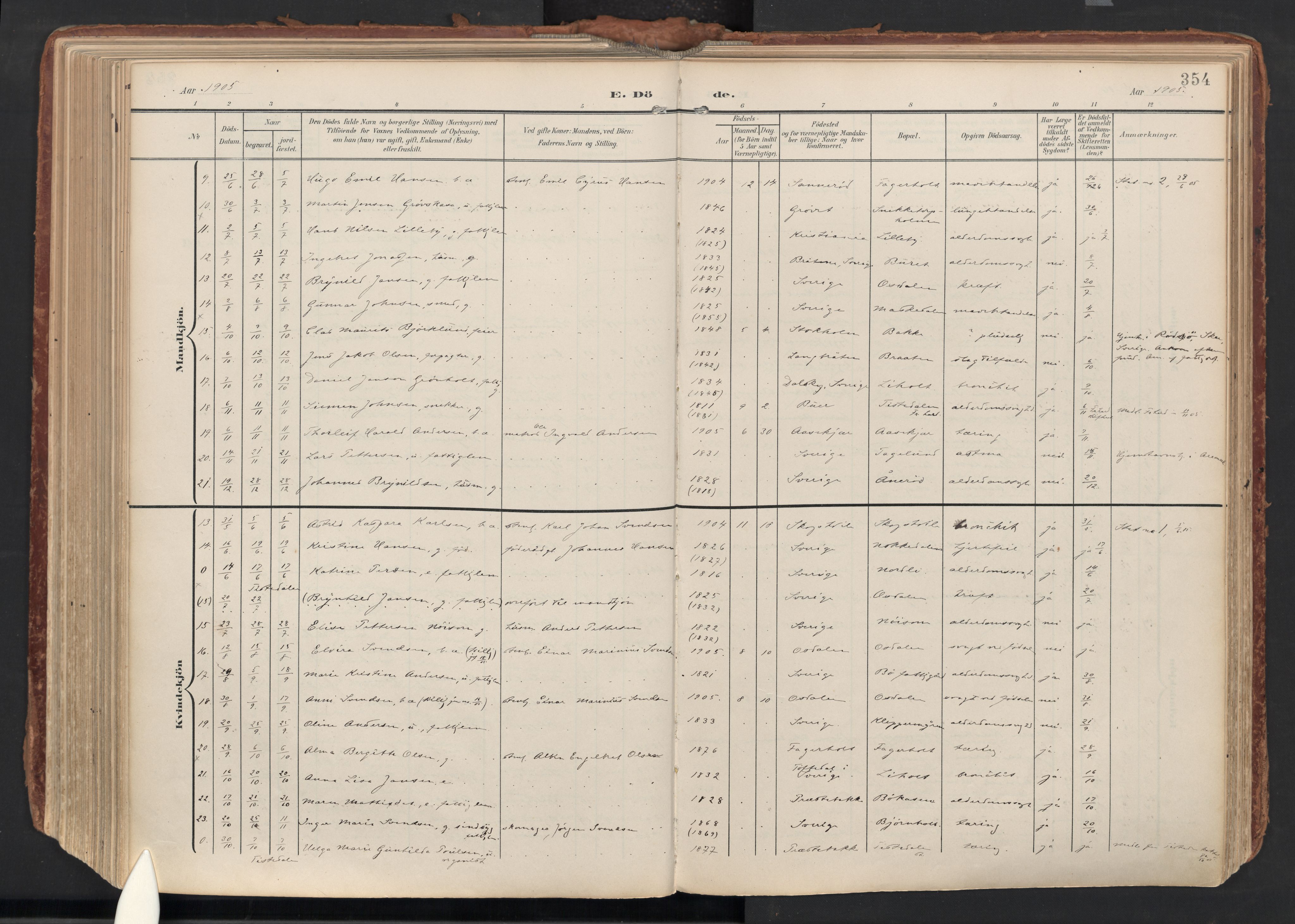 Idd prestekontor Kirkebøker, AV/SAO-A-10911/F/Fc/L0007: Ministerialbok nr. III 7, 1904-1925, s. 354