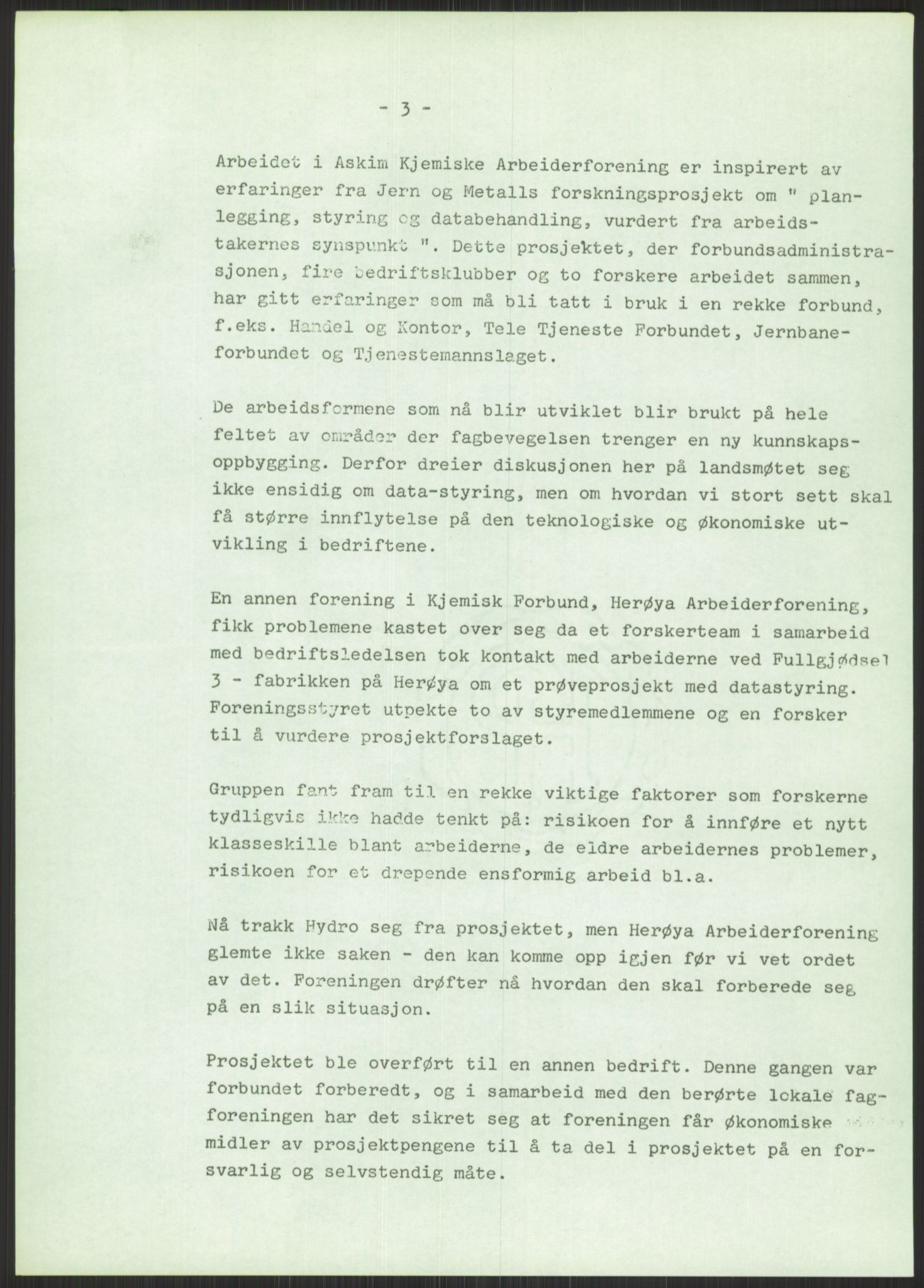 Nygaard, Kristen, RA/PA-1398/F/Fi/L0006: Fagbevegelse, demokrati, Jern- og Metallprosjektet, 1970-2002, s. 567